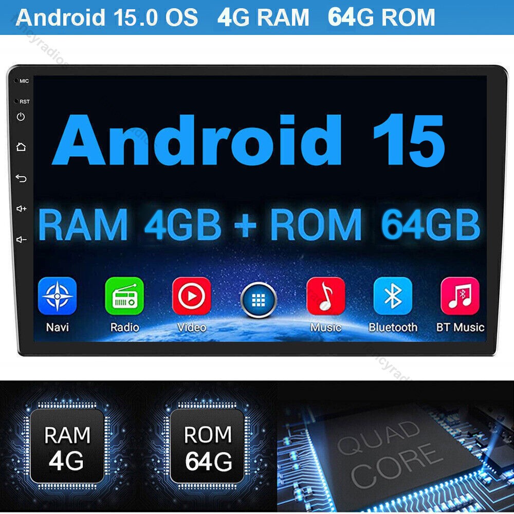 4+64GB 10.1″ 2DIN Android 13 Car Stereo Carplay GPS Navi WiFi Touch Screen Radio