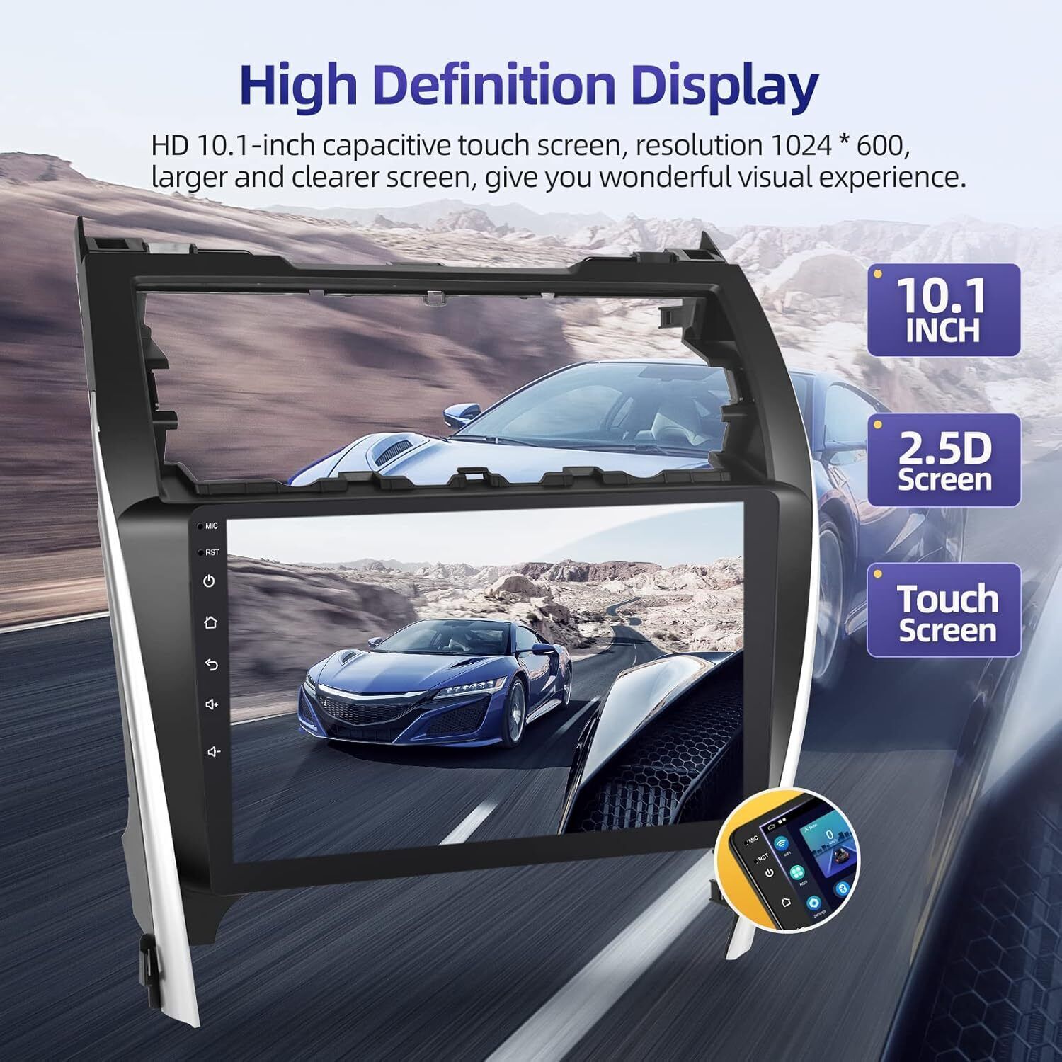 For 2012-2014 Toyota Camry 10.1″ Car Stereo Radio Android 12 Carplay GPS +Camera