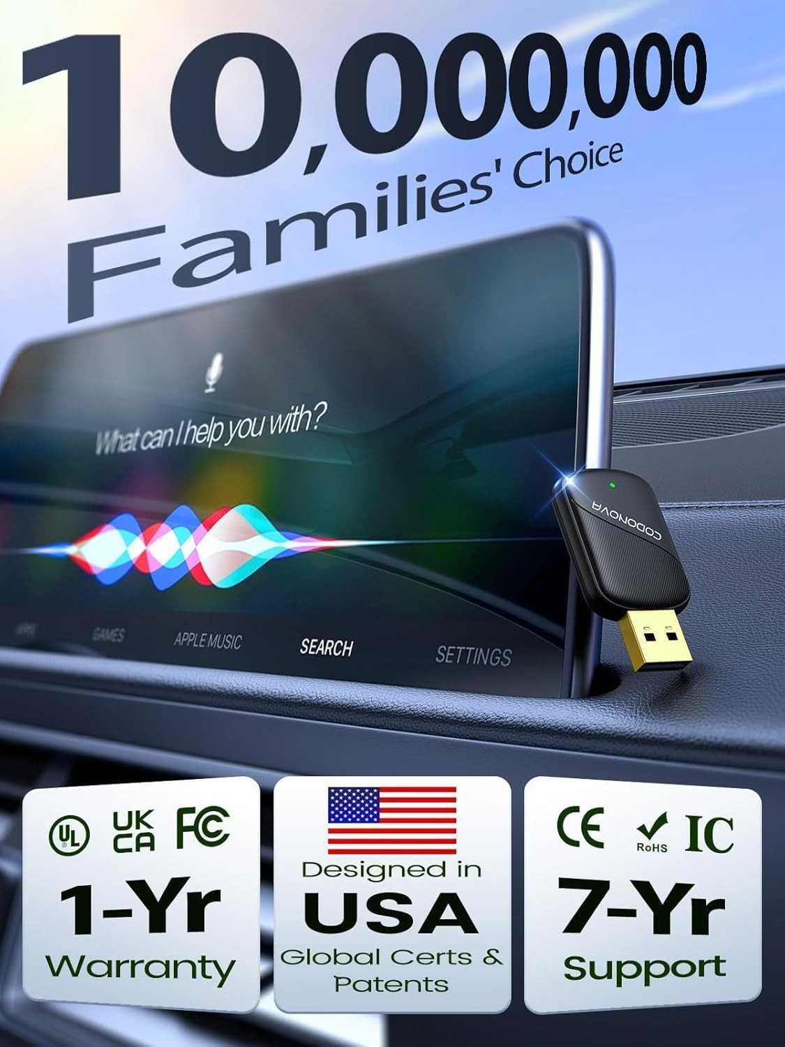 Mini Wireless Carplay & Android Auto Adapter for Iphone & Android Phone (2026 Up