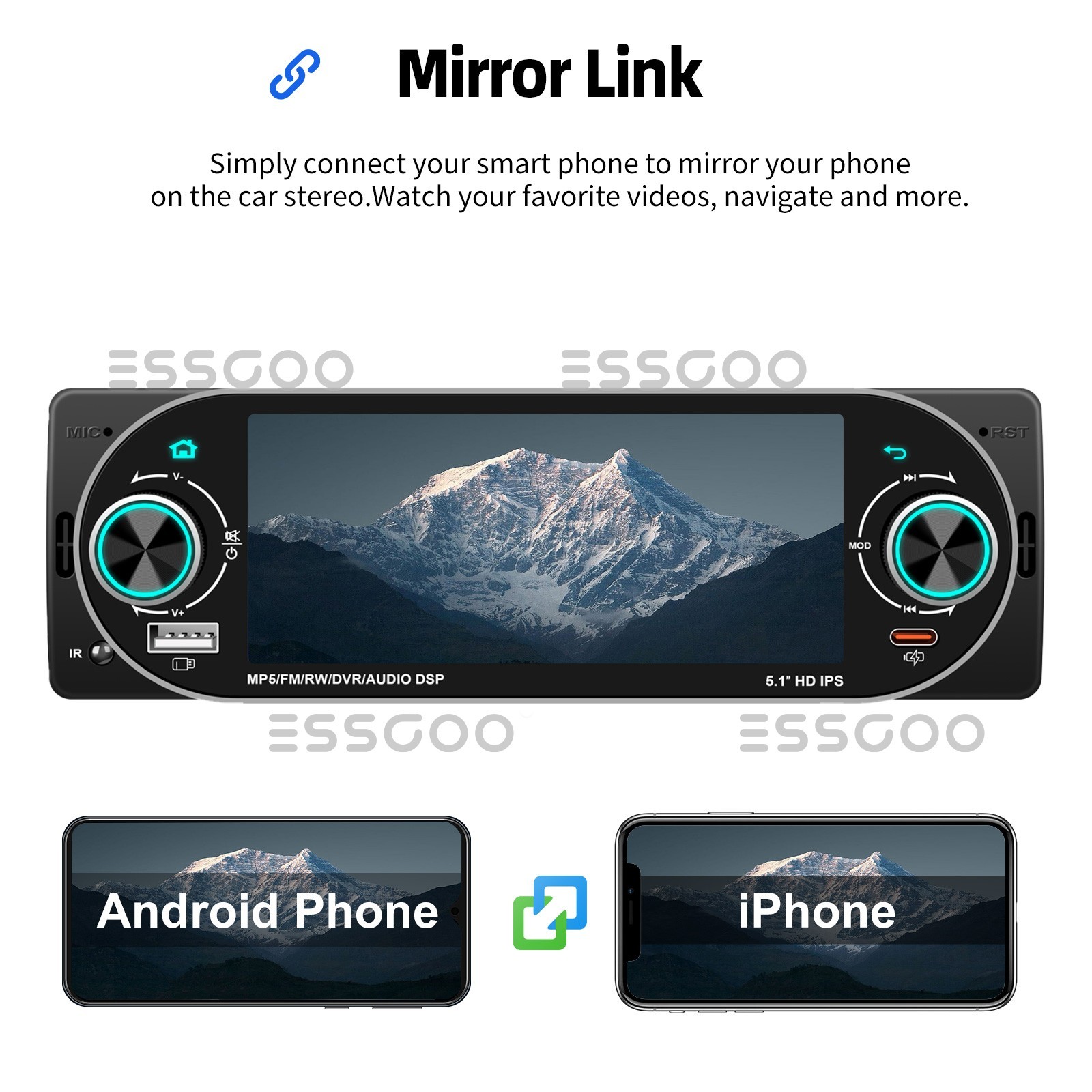 Car Radio Stereo 1Din Bluetooth FM BT Audio Head Unit MP3 Player USB AUX In-Dash