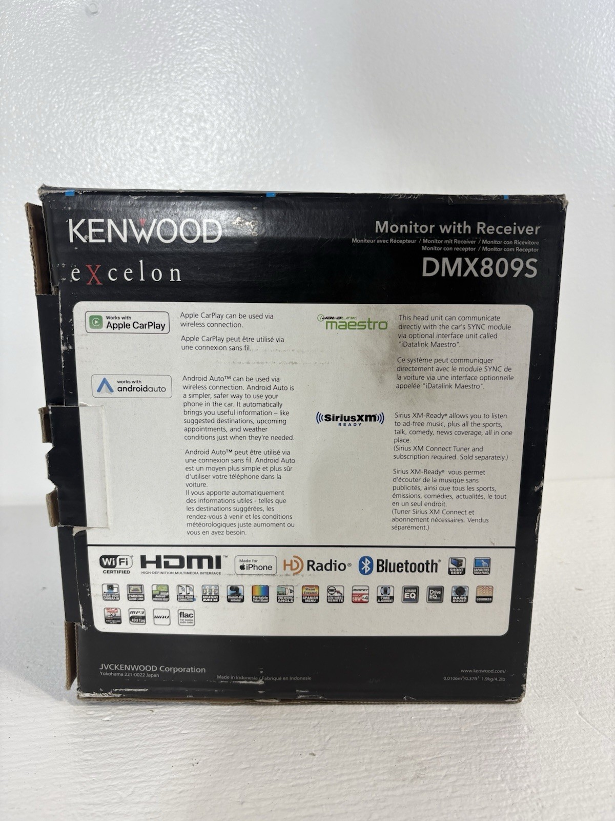 Kenwood Excelon DMX809S 2 DIN Touchscreen HD Radio CarPlay Auto BT NEVER USED