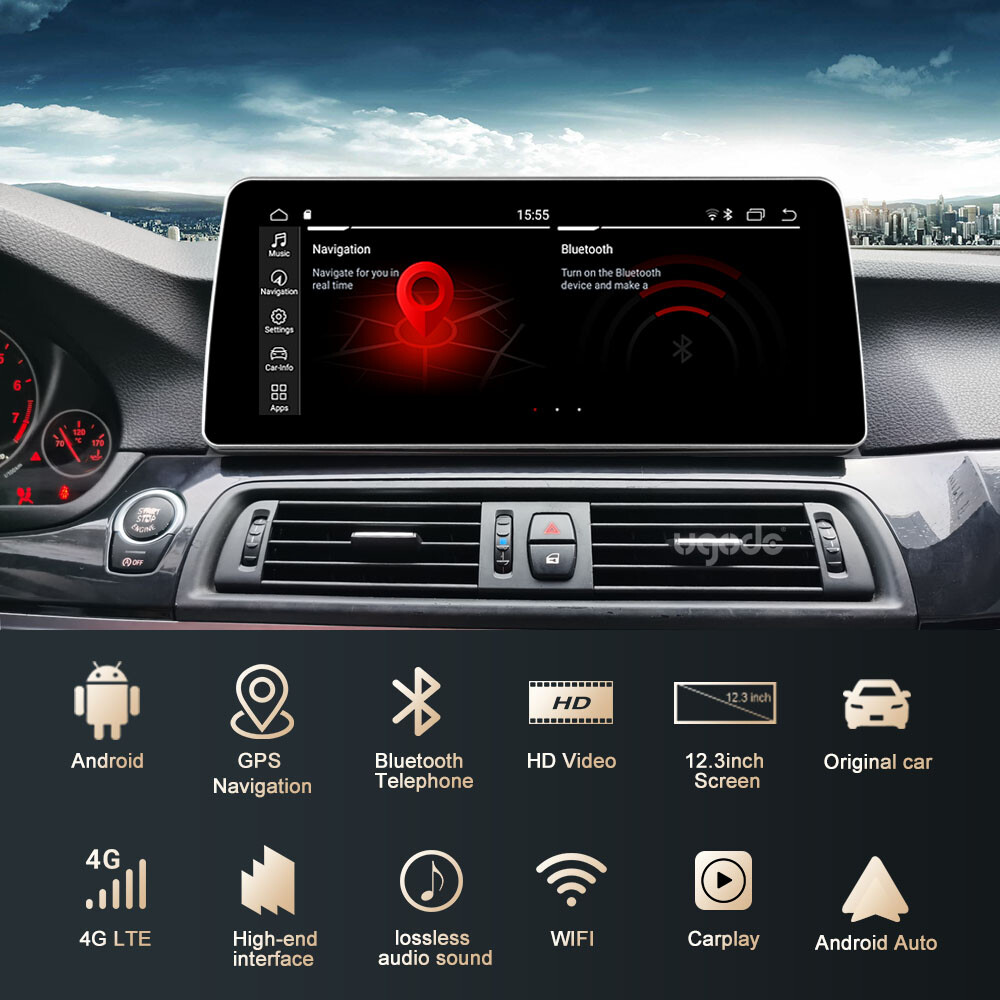 Ugode 12.3inch Android Screen Upgrade Stereo GPS BMW 5 Series F10/F11 2013-2017