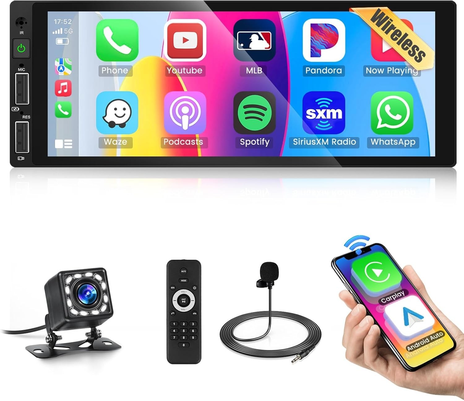 Advanced 6.9 Inch Car Audio Stereo with Wireless Carplay & Enhanced Connectivity