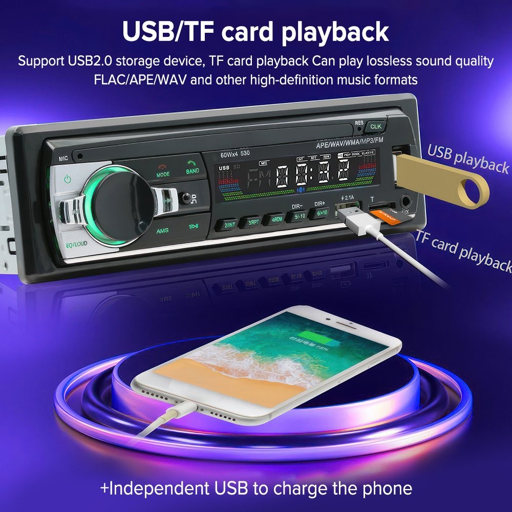 Car Stereo Radio Bluetooth Handsfree 1DIN MP3/FM/USB/SD/AUX In-Dash Unit Player