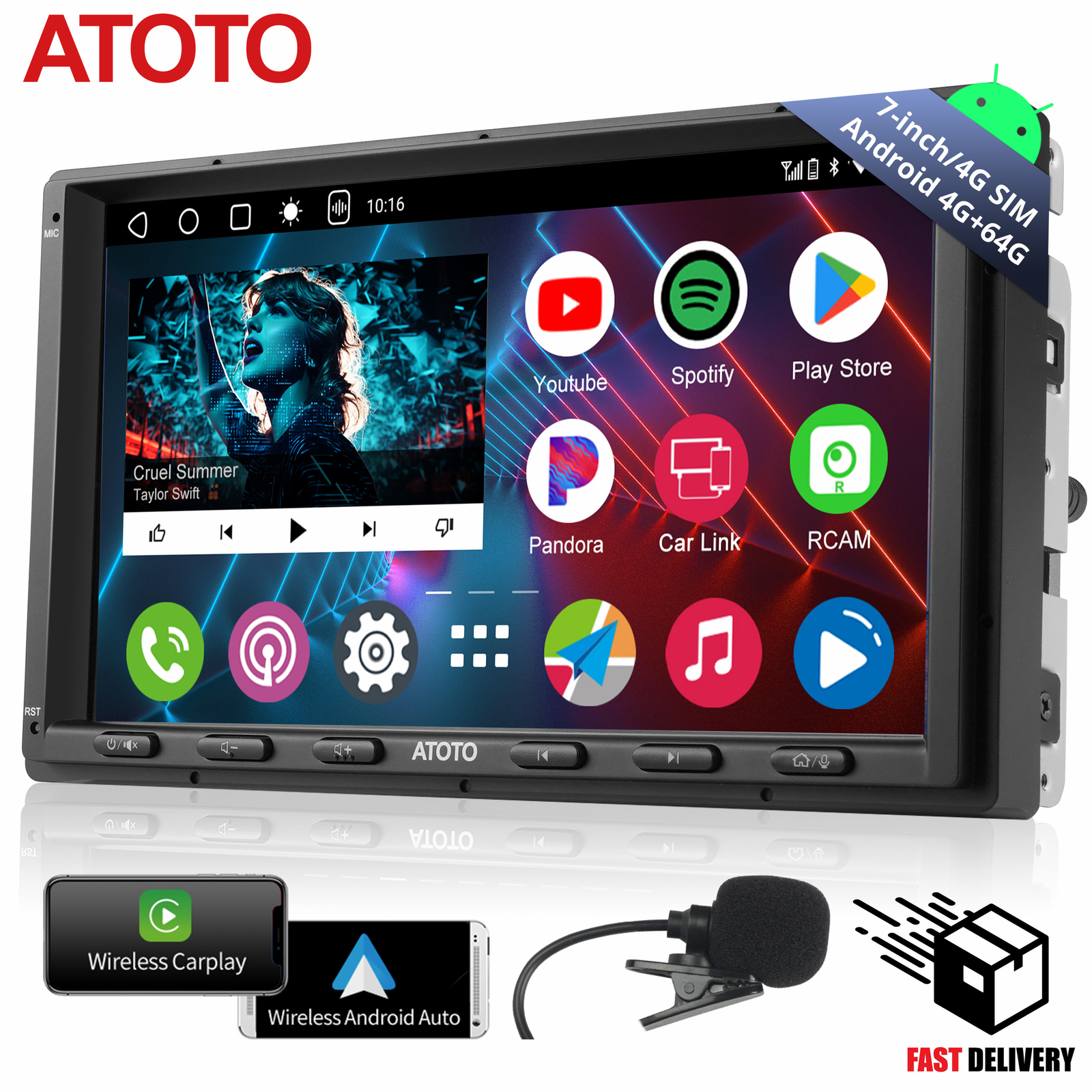 ATOTO A6PL 7 inch Android Double-DIN Car Stereo FM Audio Receivers DriveChat AI