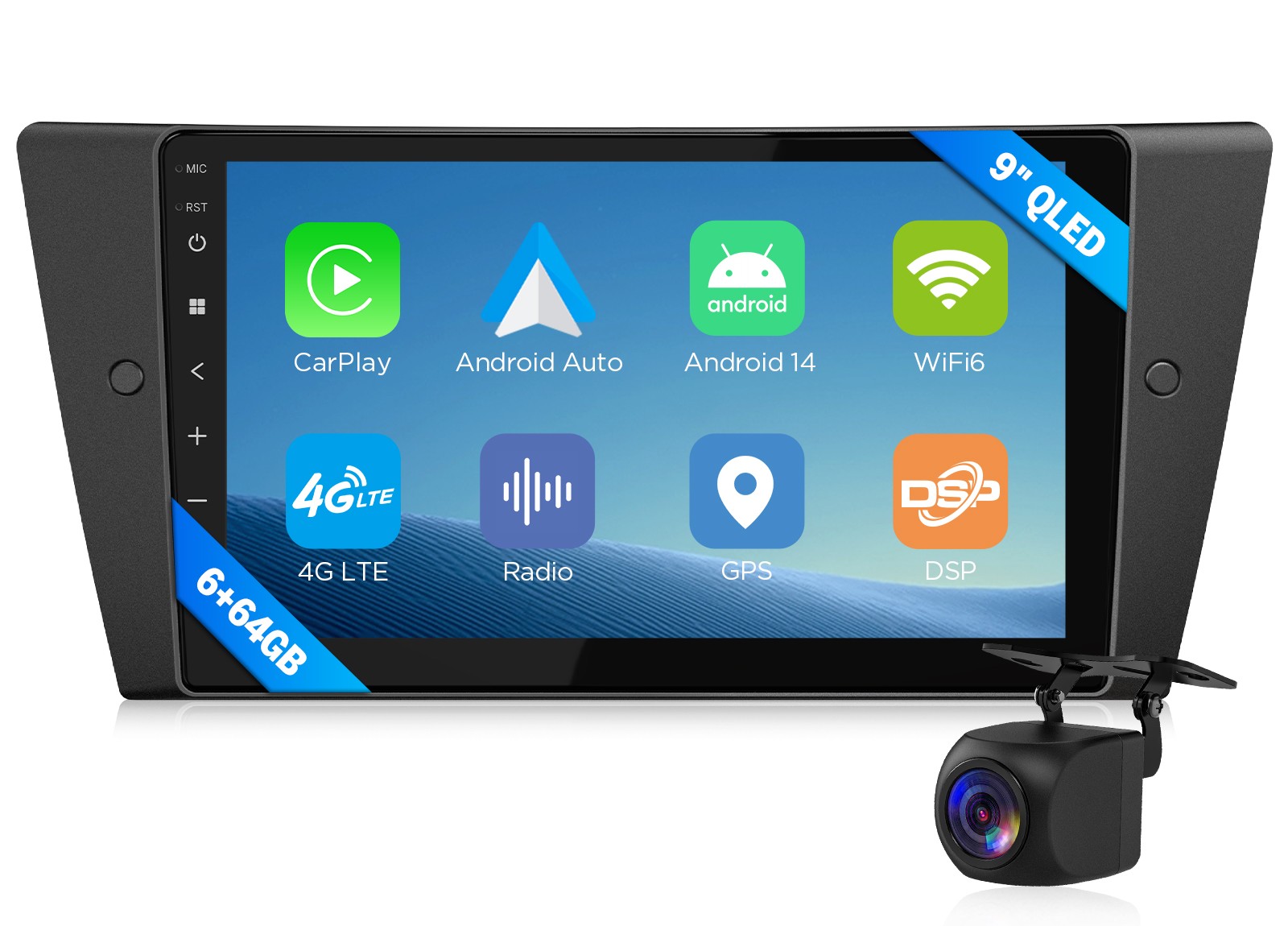 Advanced 9″ QLED Android Auto Car Stereo CarPlay for BMW 328i E90 2006-2011 Cam