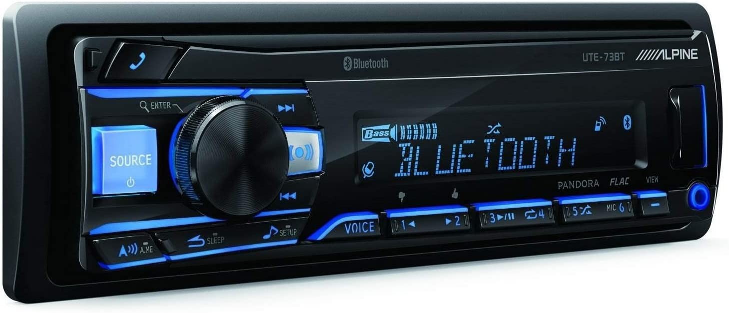 Alpine UTE-73BT, Single-DIN Car Digital Media Audio Stereo Bluetooth, USB MP3
