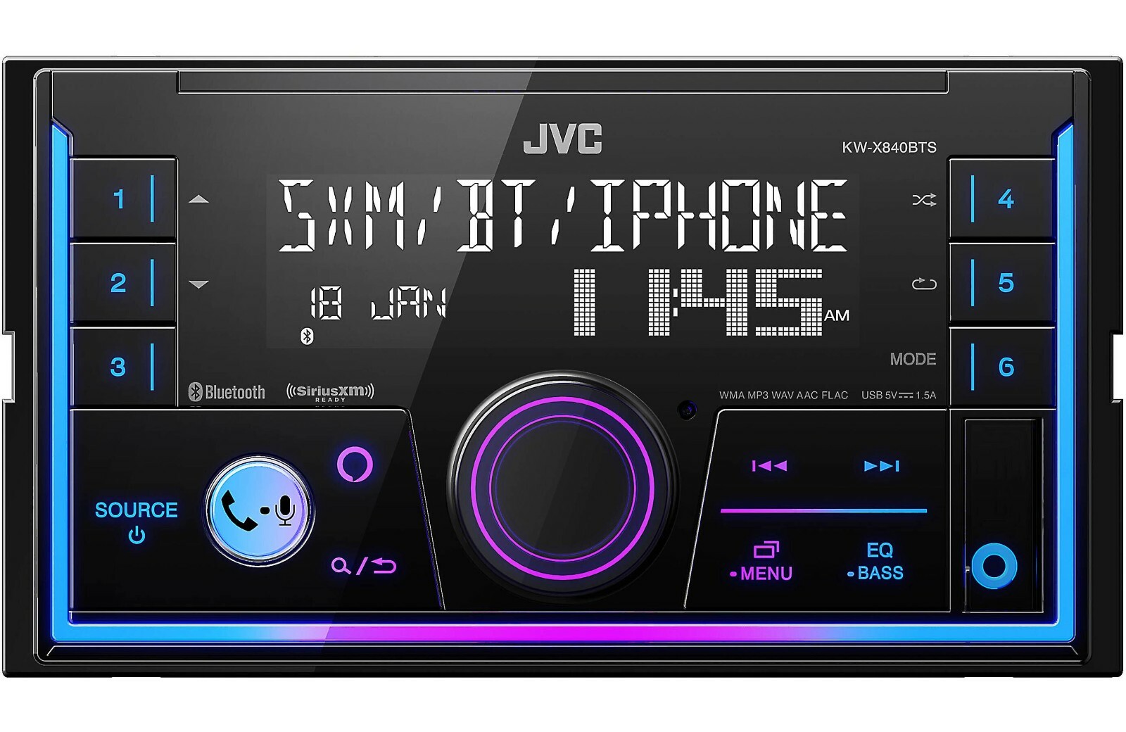JVC KW-X840BTS Bluetooth Media 200w Car Stereo iPhone Android XM AM FM USB Aux