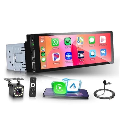 Single Din Car Stereo – Wireless Carplay – Bluetooth 5.0 – 6.86″ – Single Din