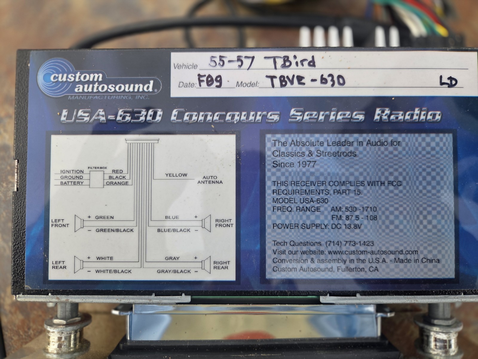 Custom Auto Sound Modelt bve-630 Radio And Cd Player For 55 To 57 Ford Tbird