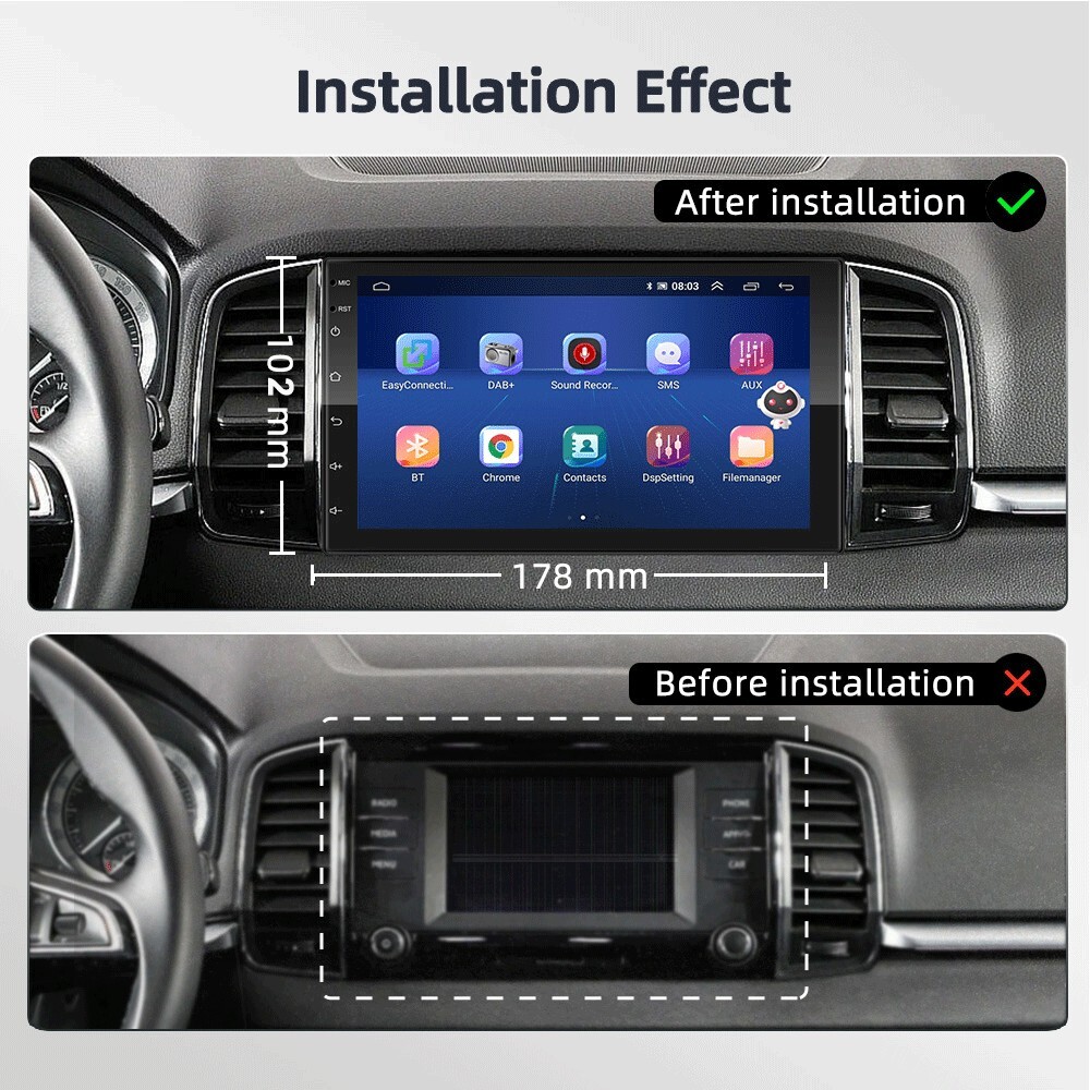 Podofo 8G 128G Car Radio GPS 2 din Android 10.0 Auto Carplay Universal 7″ 