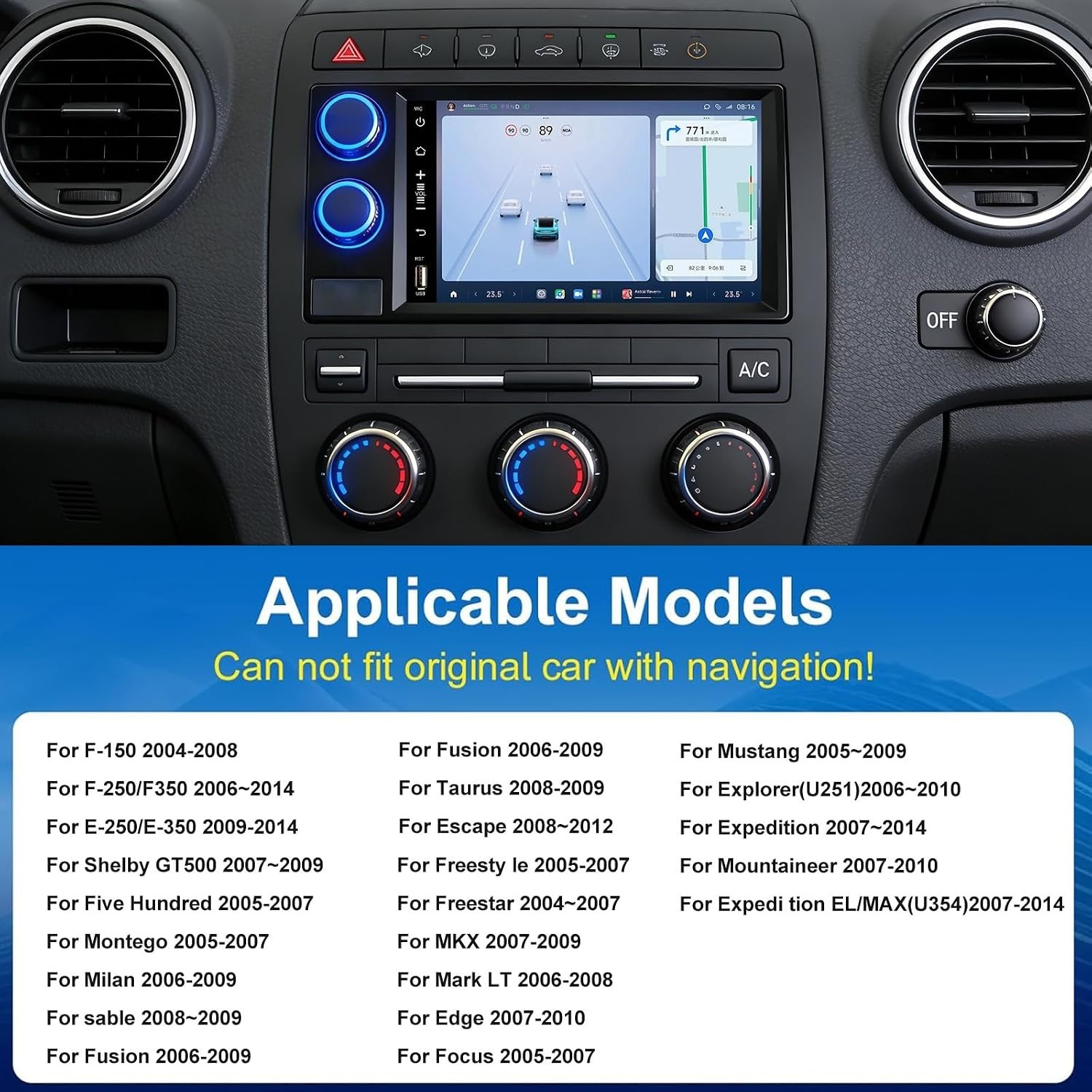 8 Core 4+32G Car Radio Stereo Ford F150 2004-2008 Wireless Carplay Android 14