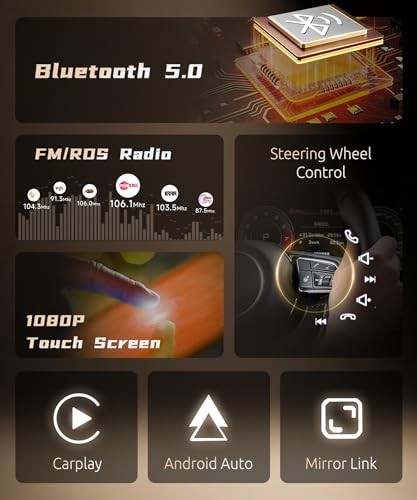 6.9-inch Single Din Car Stereo Wireless Carplay,1280X480P IPS Touch Screen Car