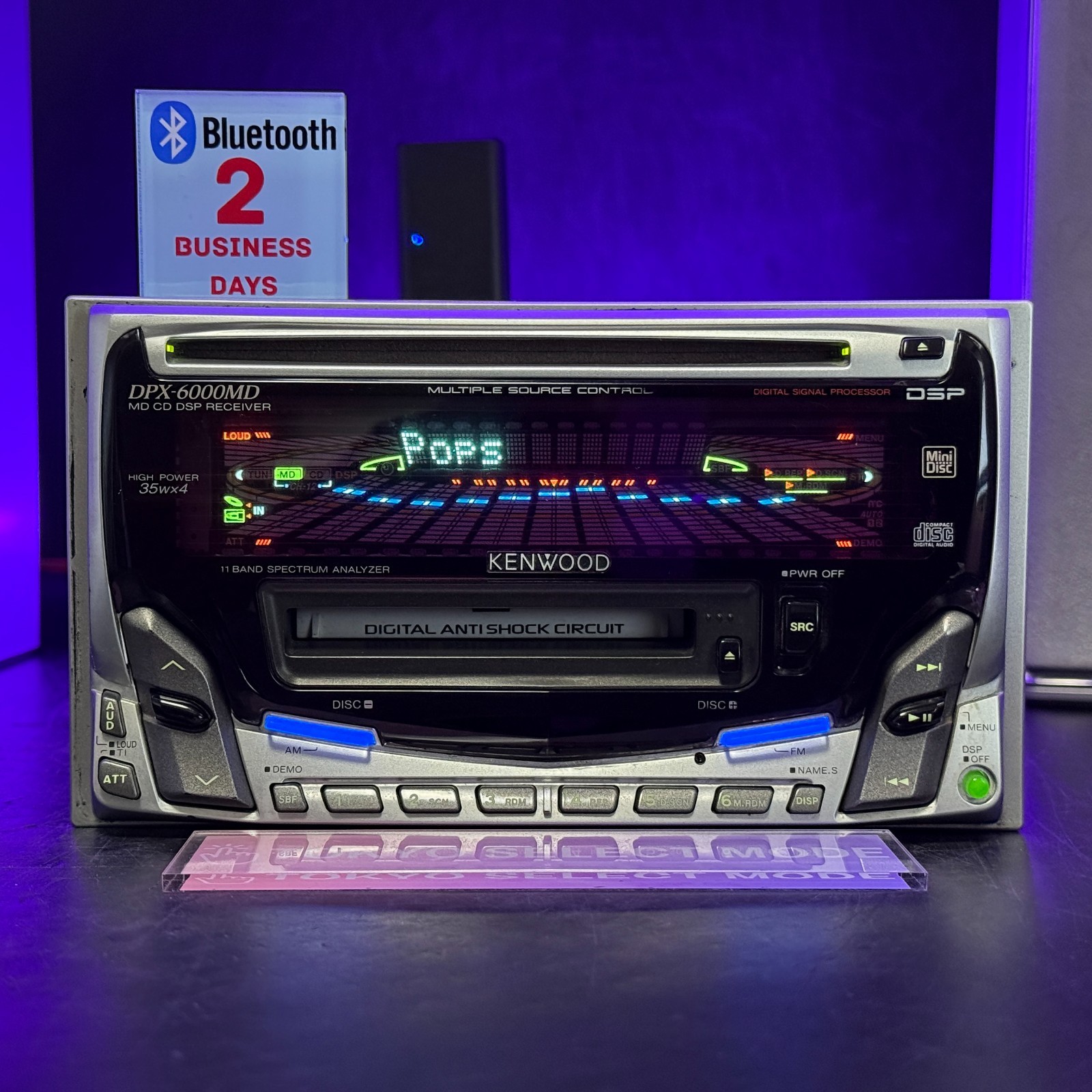 Kenwood DPX-6000MD 2DIN CD MD Car Audio Added Bluetooth JDM DSP Tested In Stock