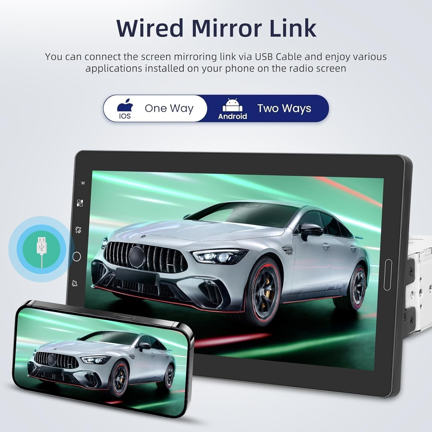 10 Inch IPS Touchscreen Radio – Supports CarPlay, Android Auto & Backup Camera