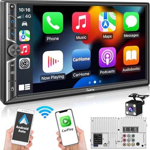 7″ Double Din Car Stereo Compatible with Wireless Apple CarPlay & Android