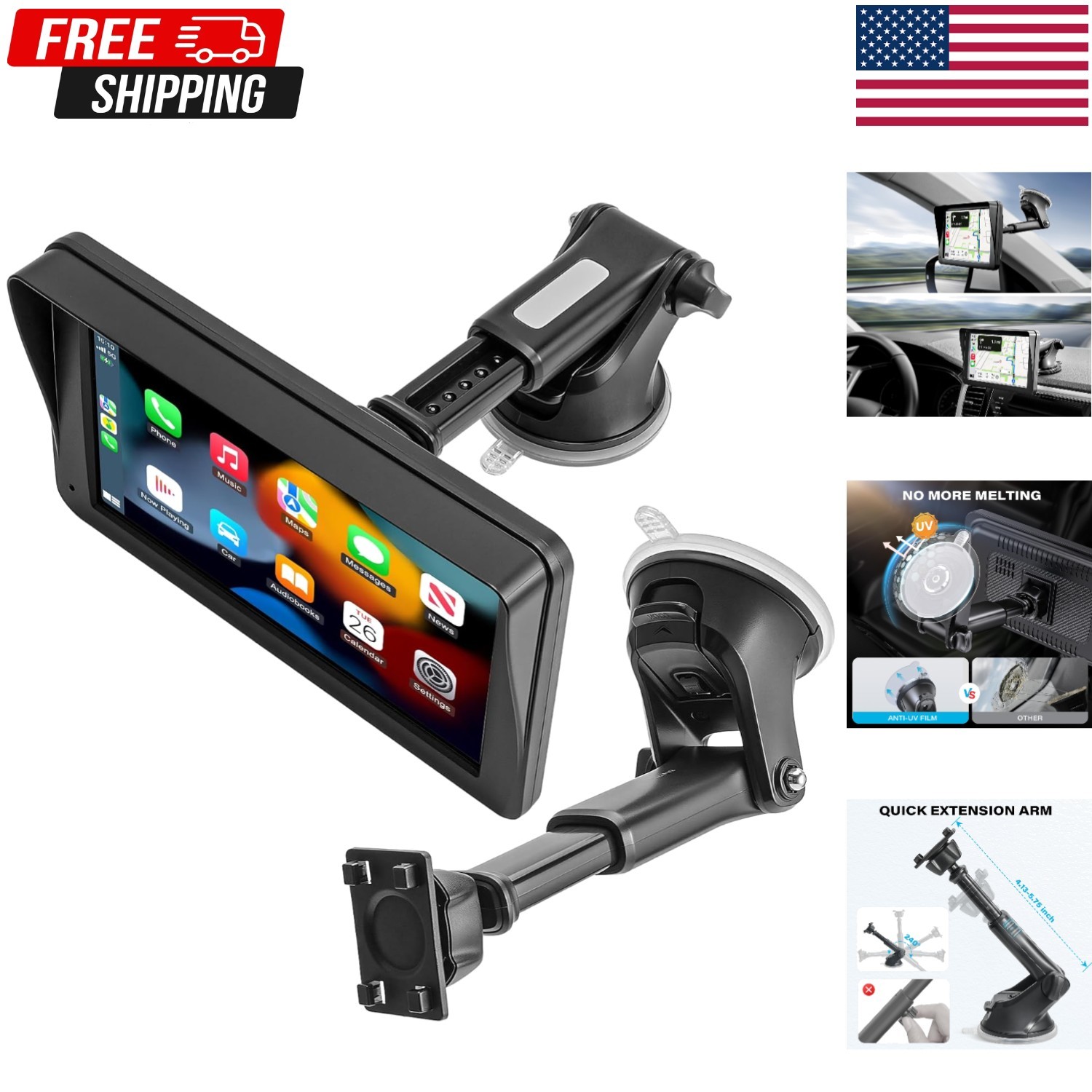 Dynamic Dashboard & Windshield Car Mount for CarPlay Screens – Easy One-Hand Use