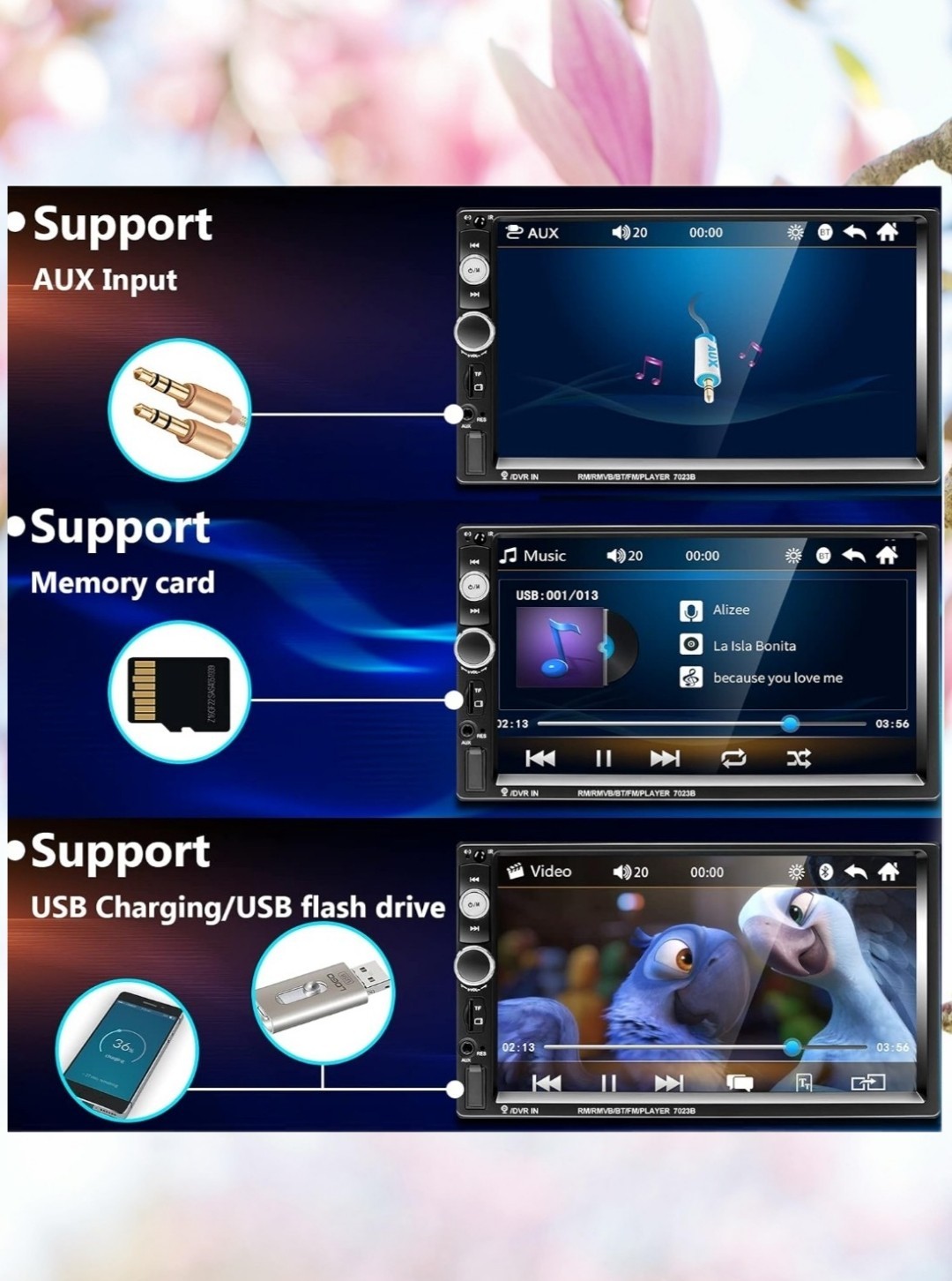 Podofo Double Din Car Stereo Radio Backup Camera 7 Inch Touch Screen