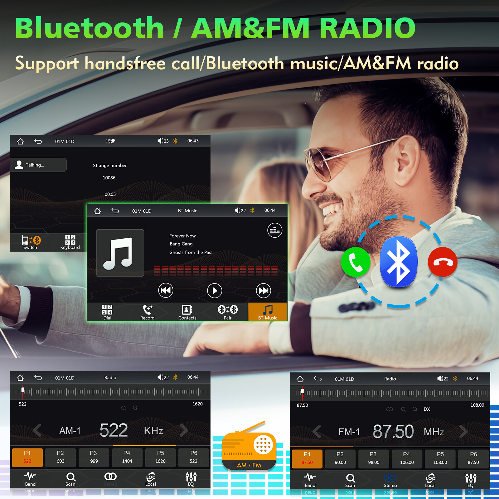 Single 1Din Car Stereo Radio Wireless Apple Carplay 5″ Touch Bluetooth DSP FM AM