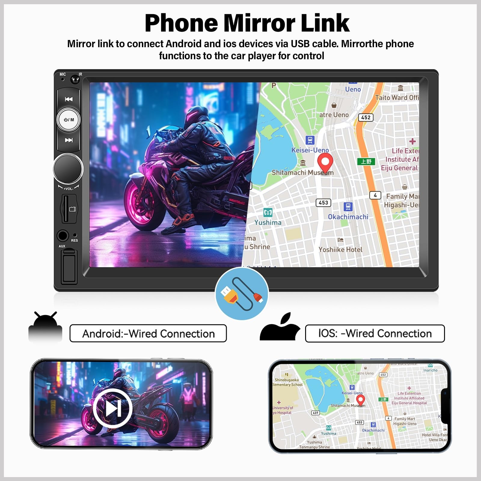 Double Din A-pple CarPlay Car Stereo with Carplay Android Auto,Bluetooth,7″ H…
