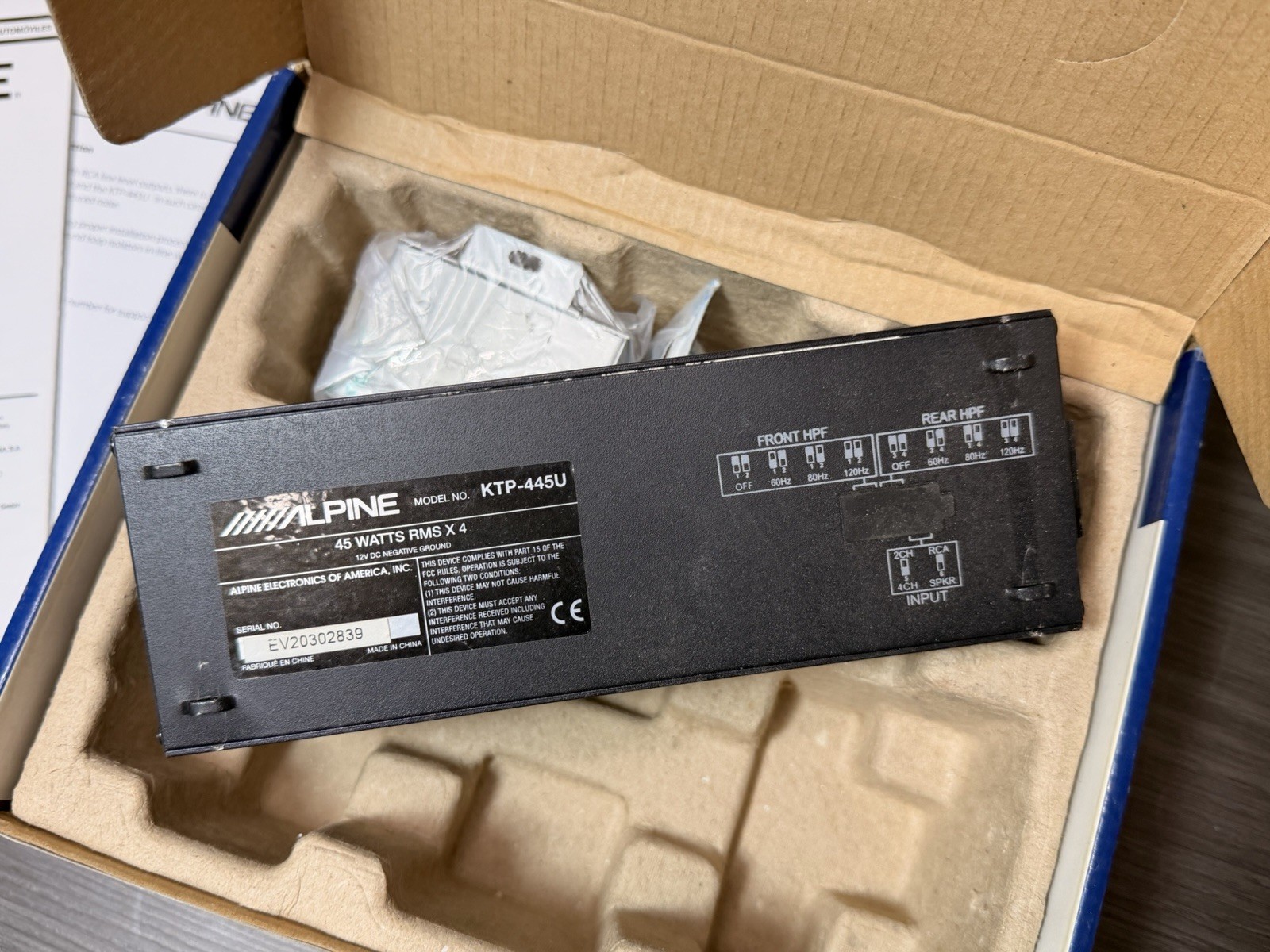 Alpine KTP-445U Universal 4-Channel 180W RMS Compact Car Audio Amplifier