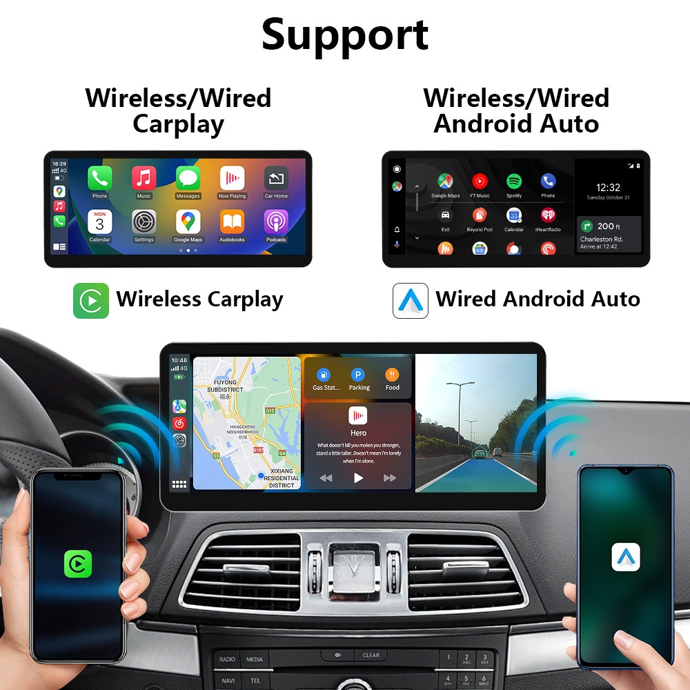 Ultra-Thin 12.3”Wireless Carplay Touchscreen For Mercedes E Coupe C207 2009-16