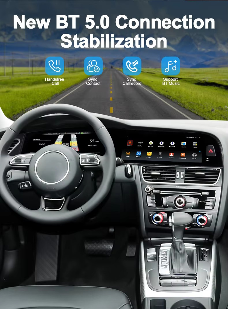 12.3″+10.25″ Dual Screen For Audi A4 2009-2016 Android Radio CarPlay GPS 4+64GB