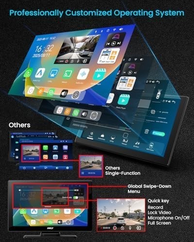 IK5 9″ Wireless CarPlay & Android Auto Screen with Dash & Backup Cameras