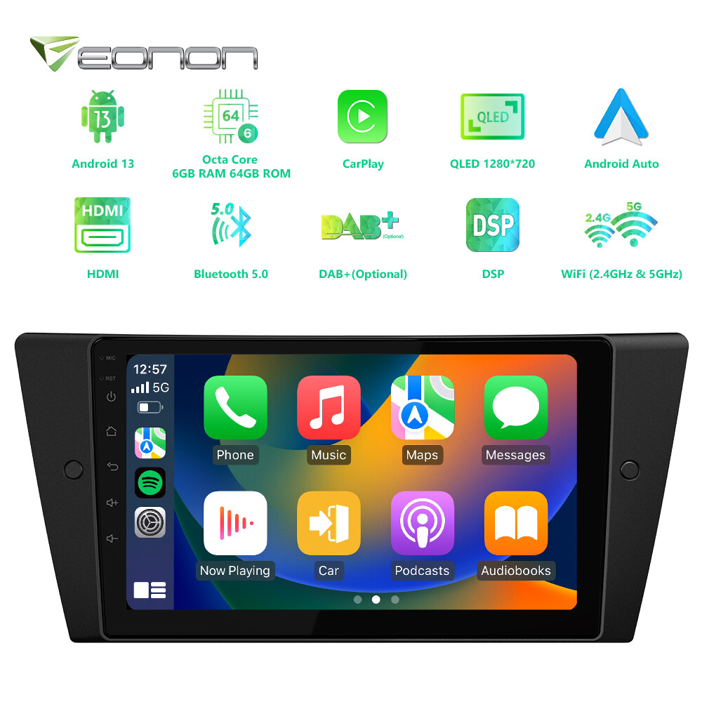 9″ For BMW E90 E92 E93 8Core Android Auto 13 Car Radio Stereo CarPlay Navigation