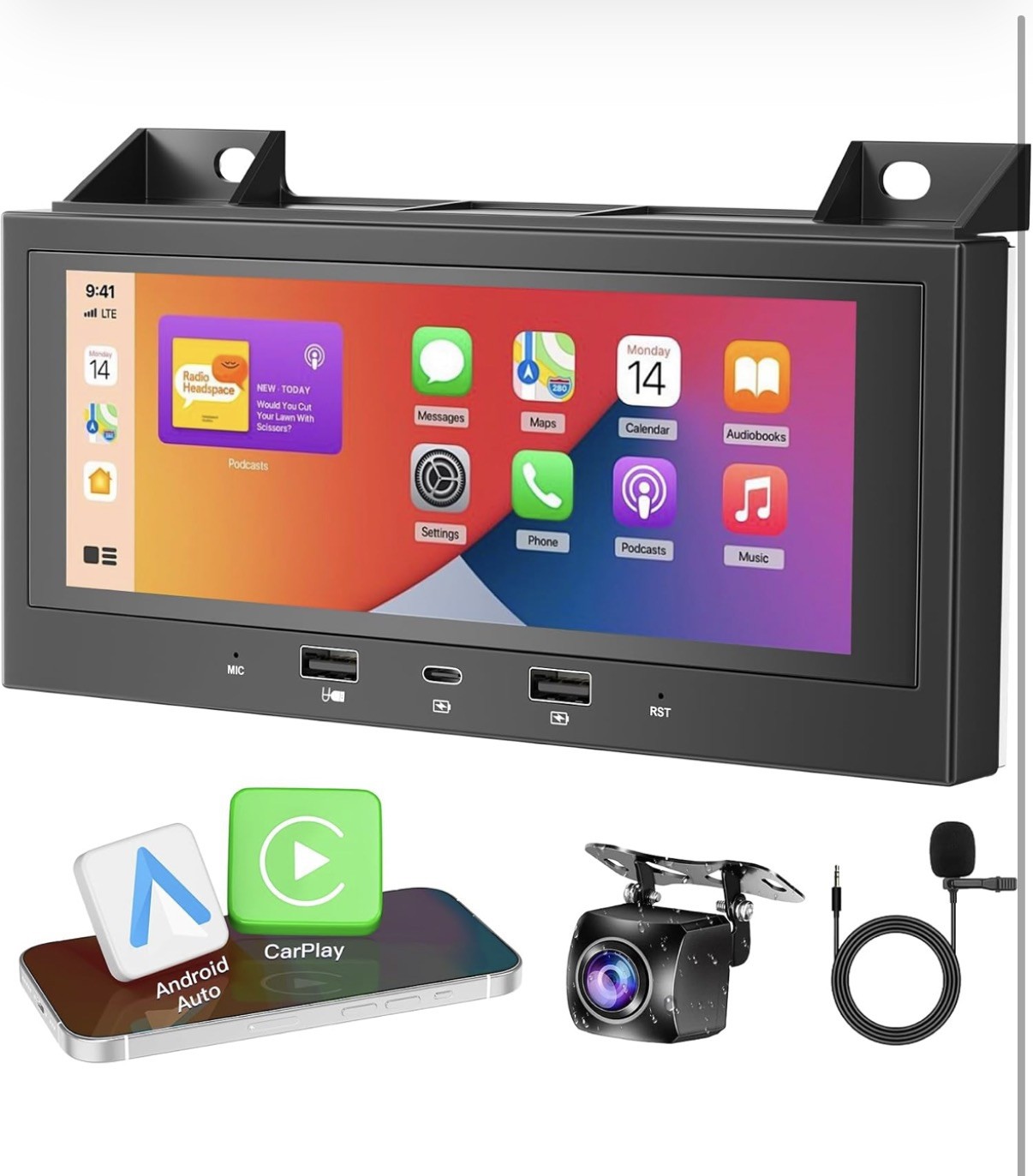 Single Din Car Stereo with Apple Carplay Android Auto,6.8 Inch IPS Touch 5G