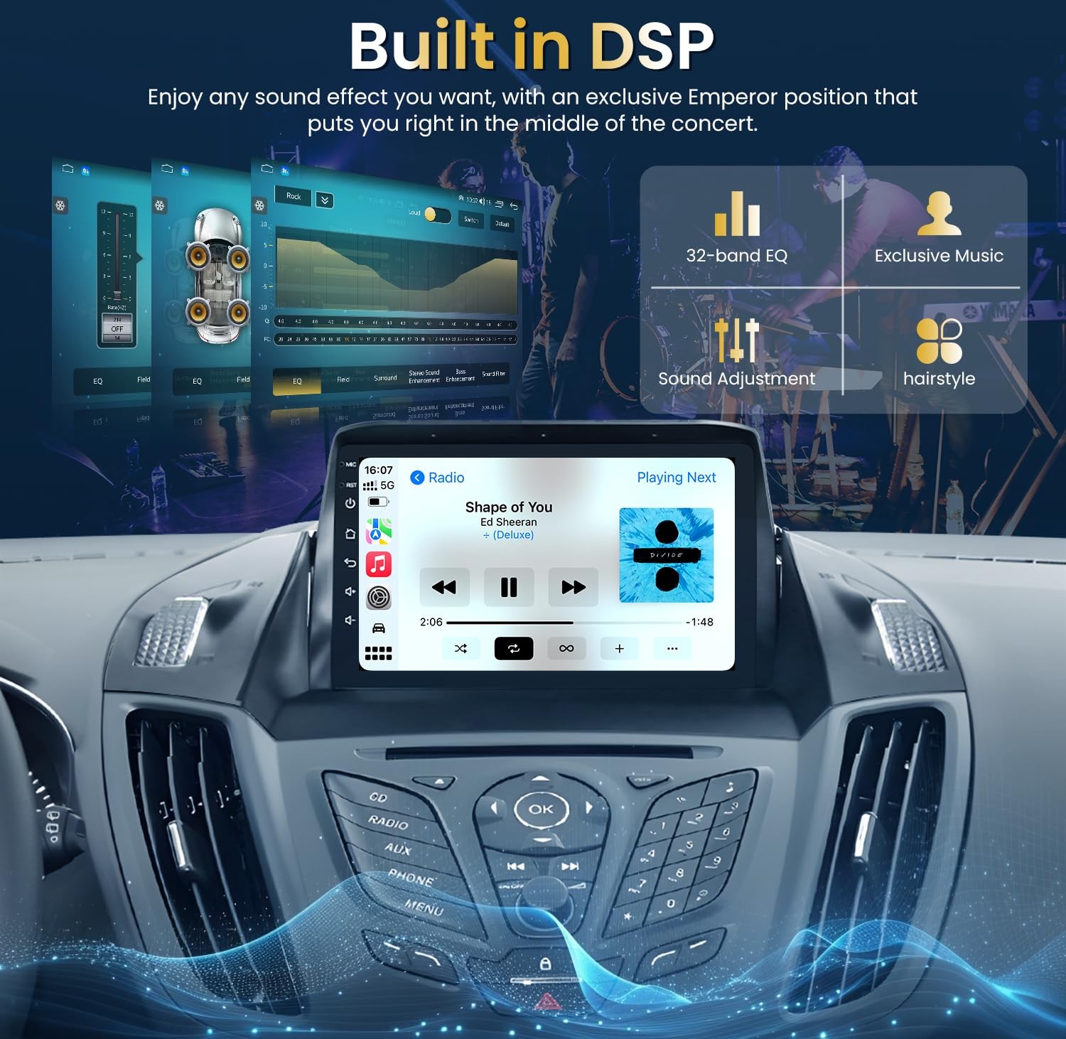 4+64G For Ford Escape 2013-19 Android AUTO Car Radio Stereo Carplay Nav 1280*800