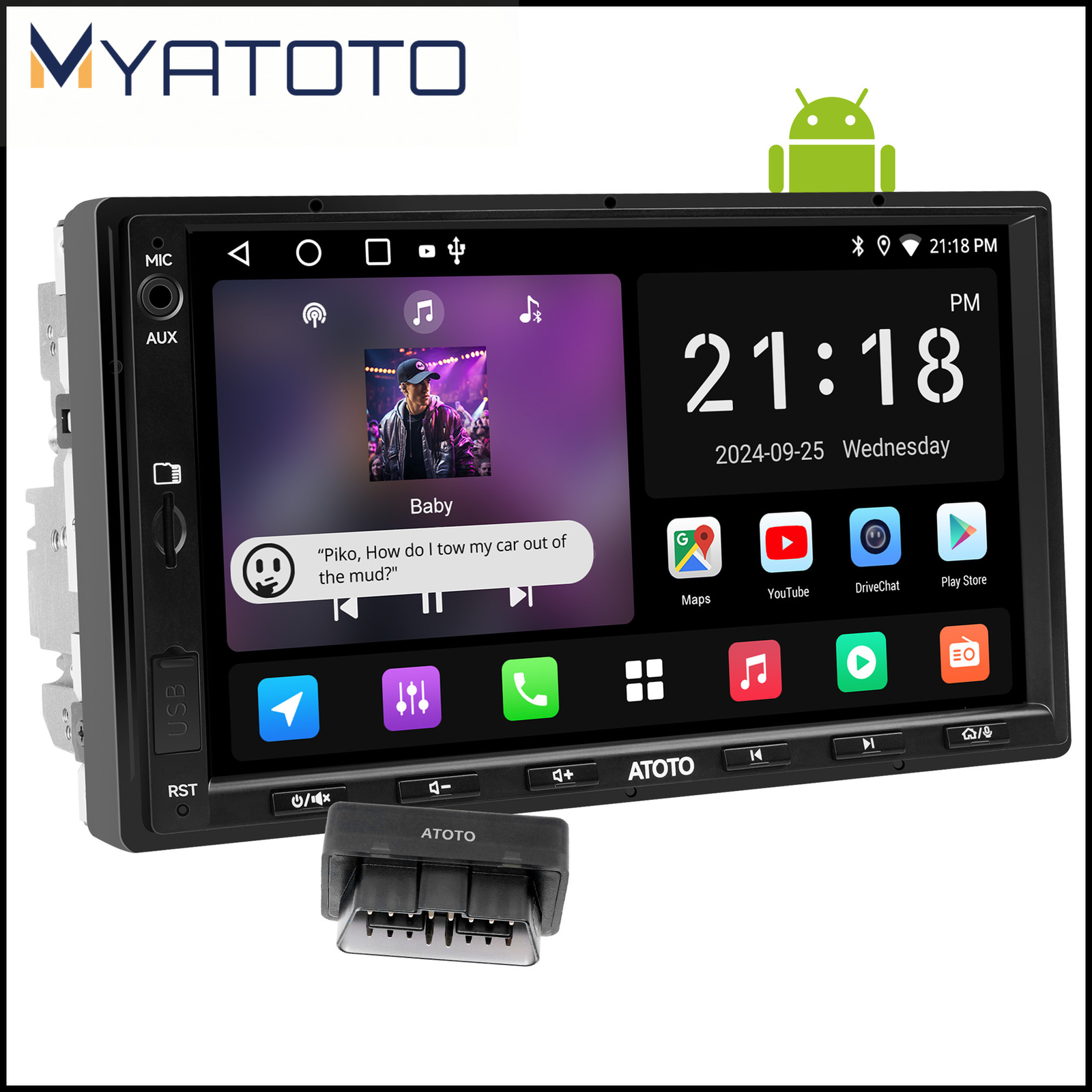 ATOTO Android Double Din 7″ Car Stereo Radio GPS WiFi OBD2 Head Unit Audio AM/FM