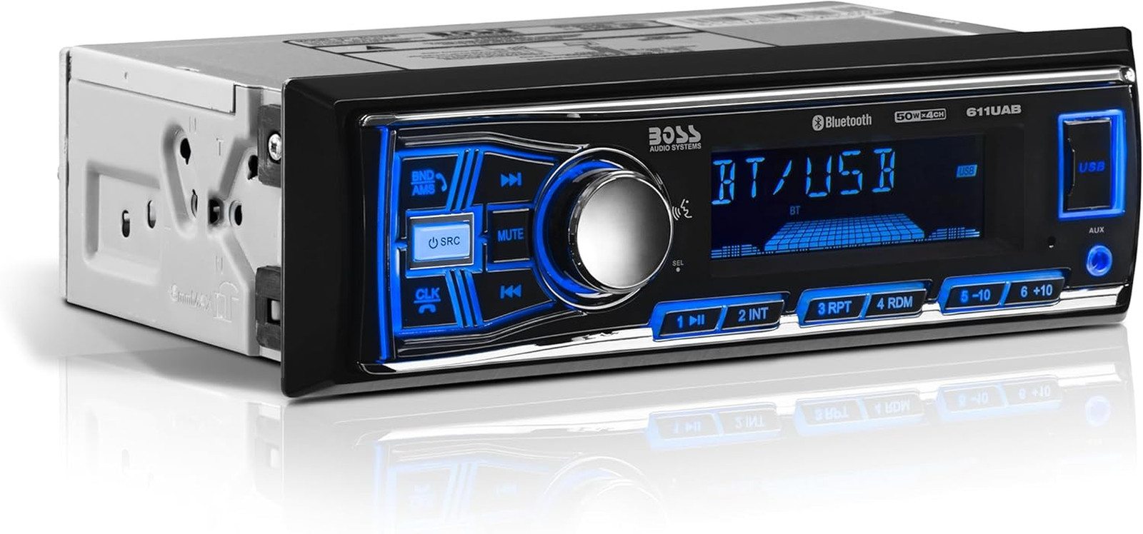611UAB Car Stereo System – Single Din, Bluetooth Audio and Calling Head Unit, A