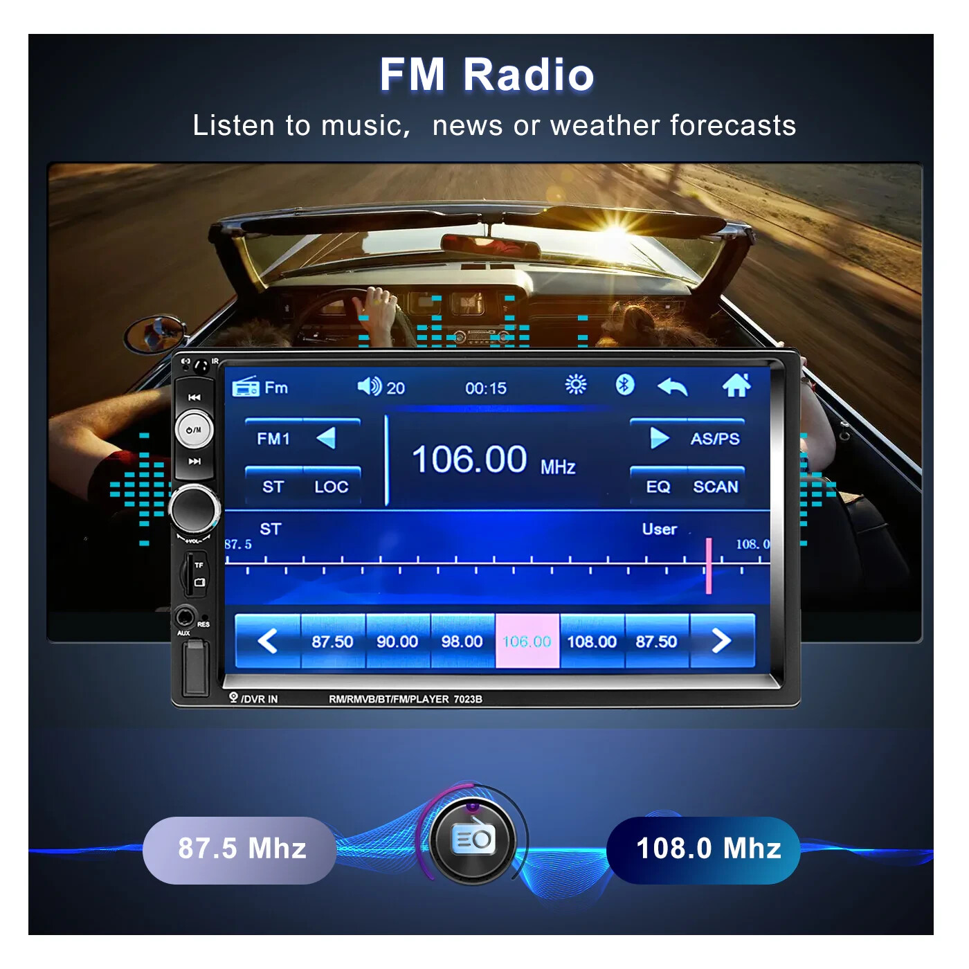 Podofo Car Stereo 2 Din Car Radio 7 Inch MP5 Player with HD Touch Screen