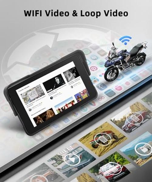 for Motorcycle Carplay Android Auto, 5’’ Waterproof Motorcycle GPS Navigation