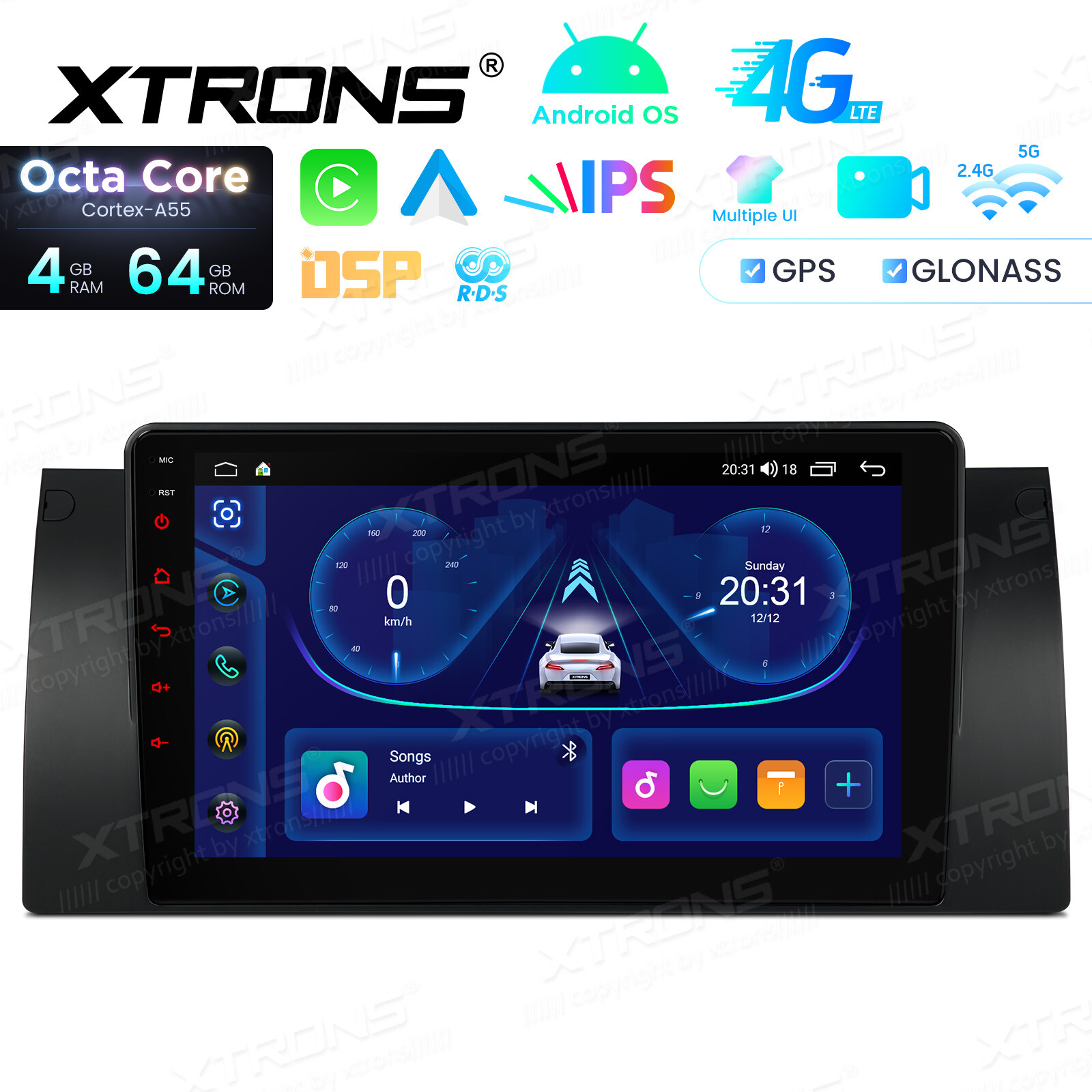 9″ IPS Screen Android 14 8-Core 4+64GB Car Radio Stereo GPS Navi for BMW X5 E53