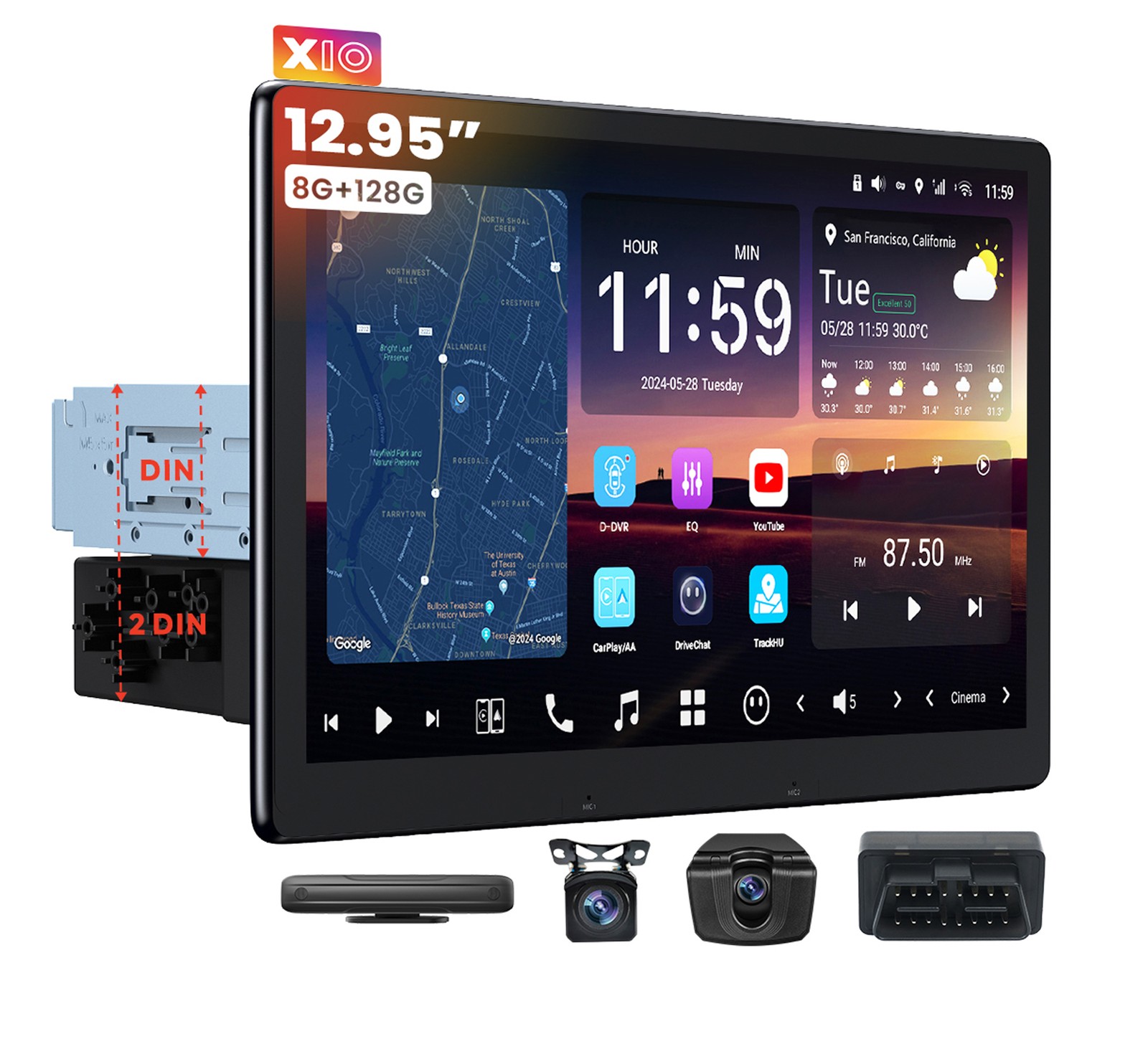 ATOTO 12.95” Single& 2DIN X10 OBDII Android Car Radio 8G+128G Wireless CP& AA