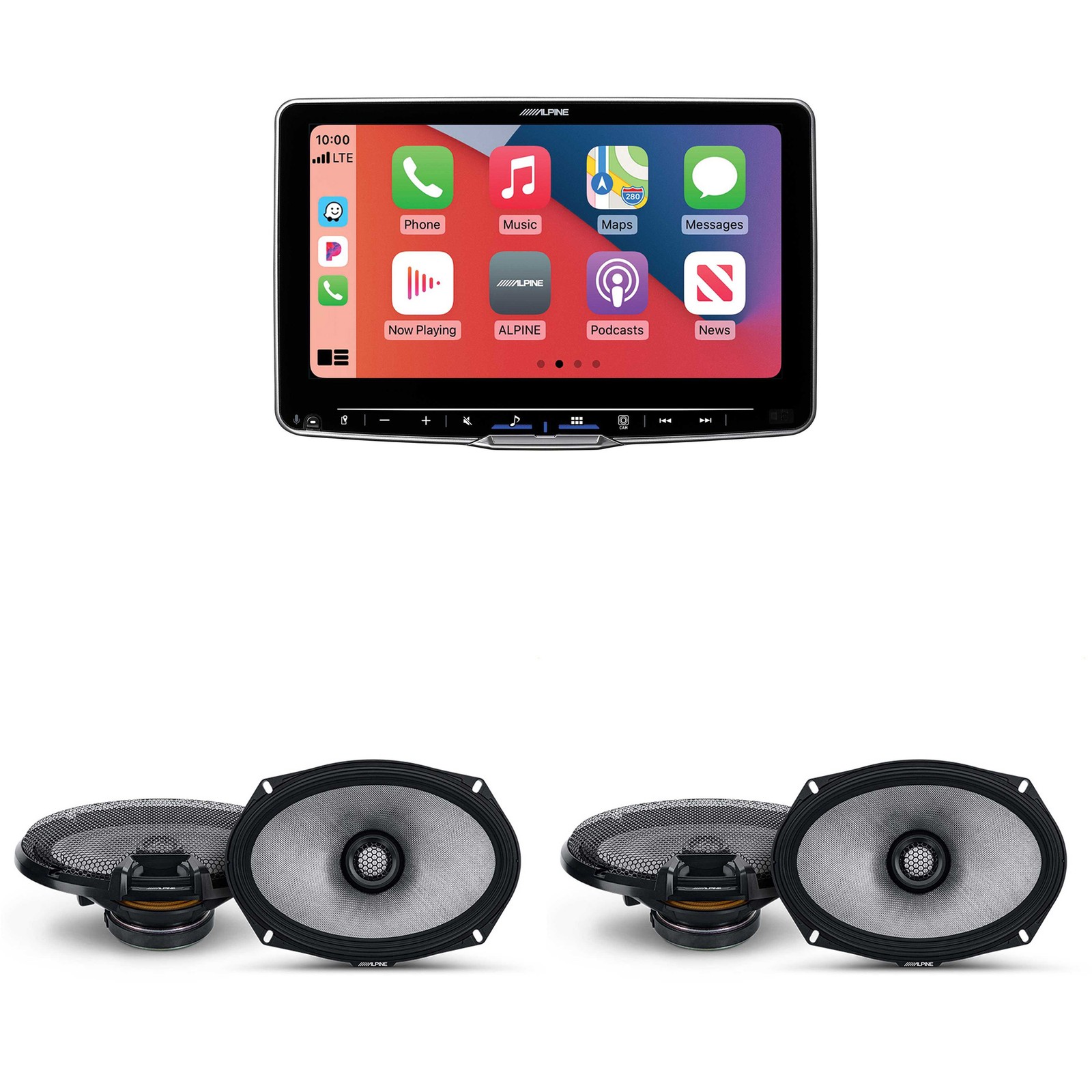 Alpine ILX-F509 Halo9 9″ Touchscreen Receiver with (2) R2-S69 6×9″ Coax Bundle