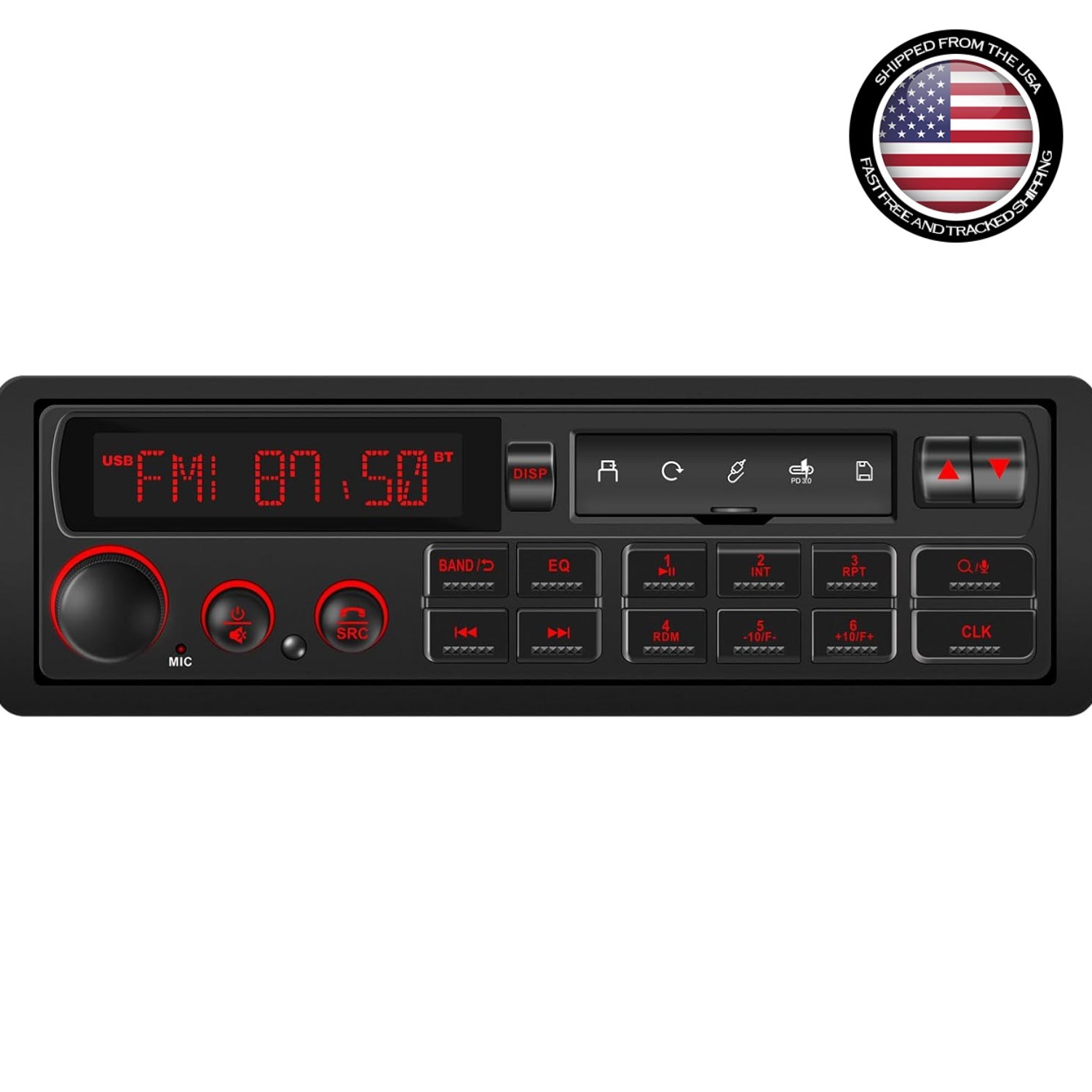 Car Stereo Bluetooth FM AM USB SD AUX 60W 4 Channels for Classic Vehicles