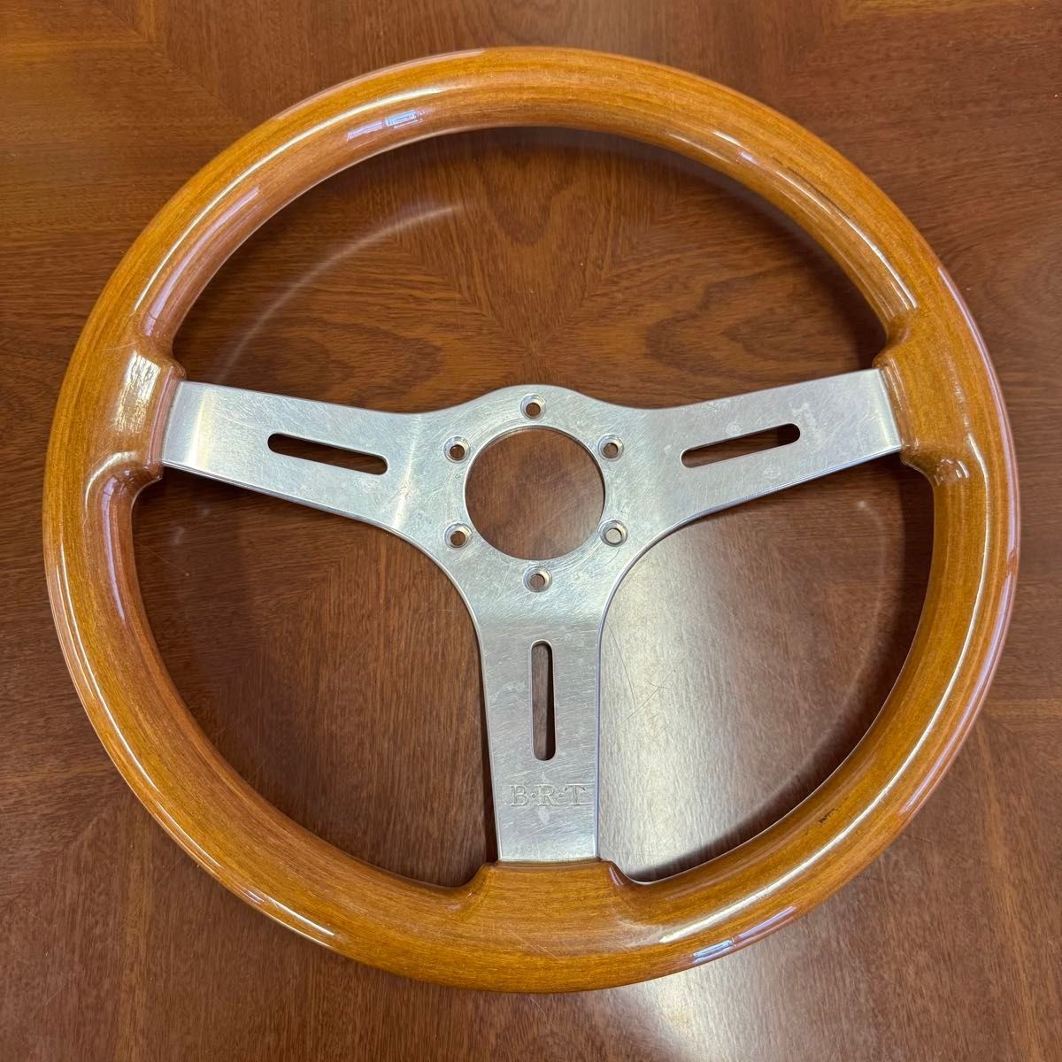 B.R.T BRT steering wheel wood at that time old car Italian made wood steering