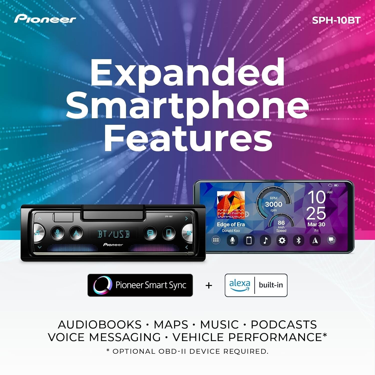 SPH-10BT Bluetooth Media Android iPhone Alexa AM FM Radio USB 2 RCA OUT