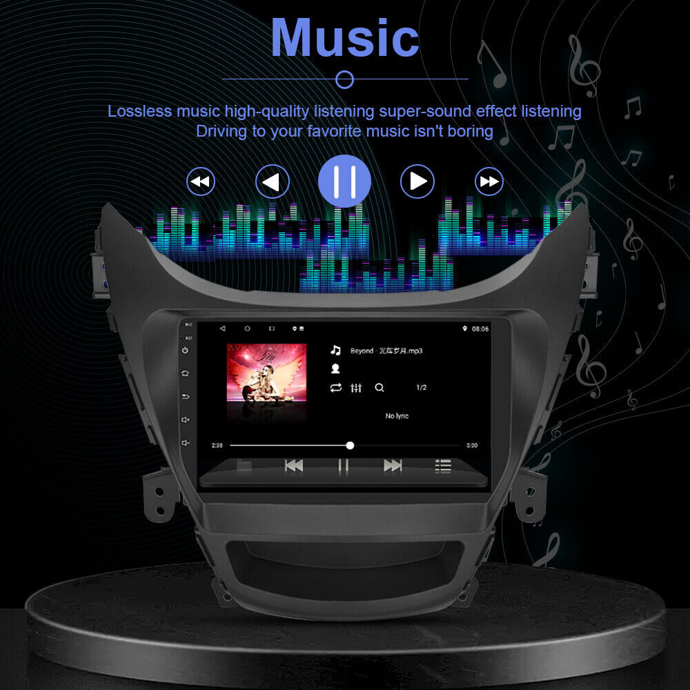 64G Bluetooth Radio Touch Screen Carplay GPS Cam For Hyundai Elantra 2011-2013