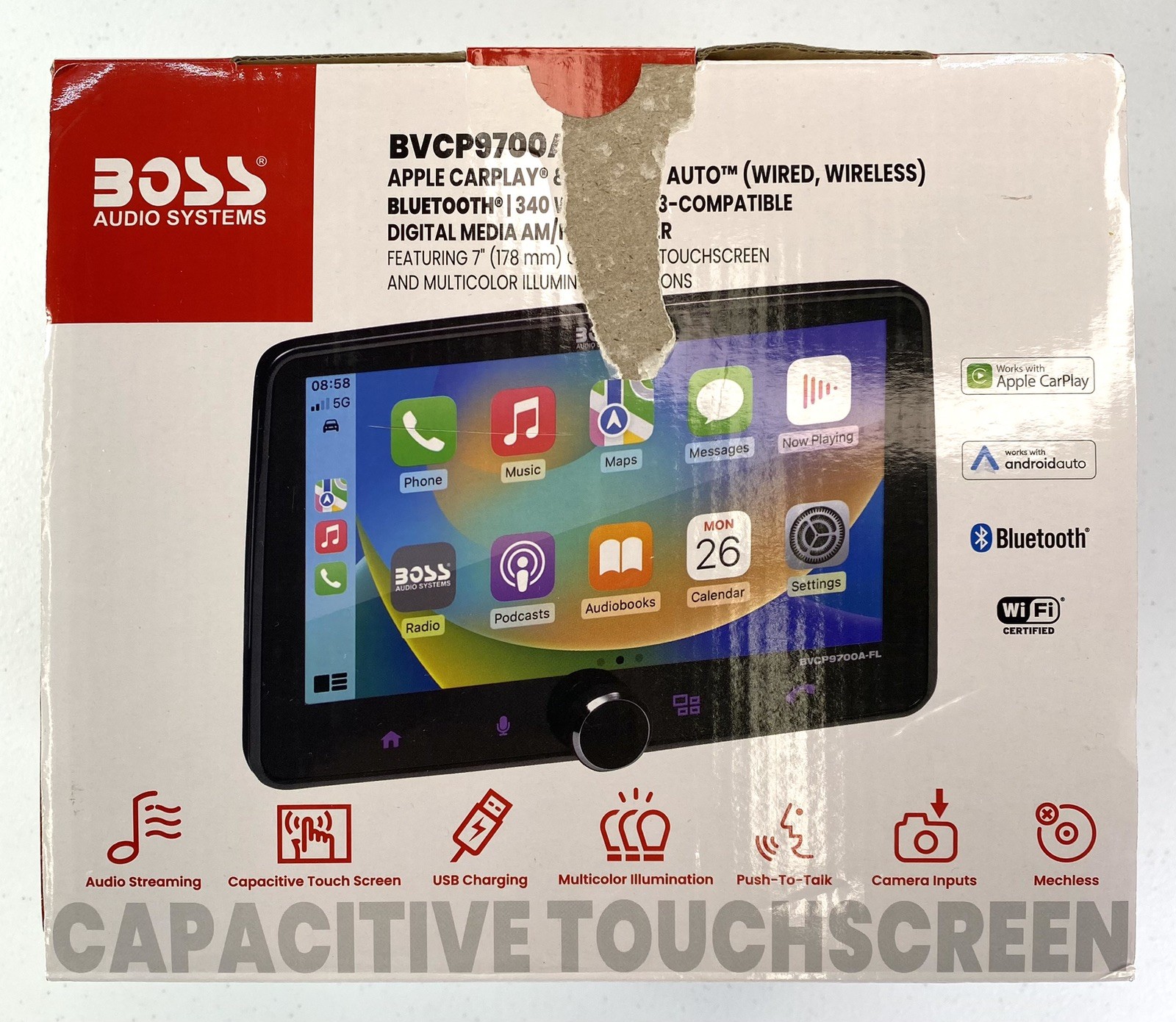 BOSS Audio Systems BVCP9700A-FL Bluetooth Android & Apple CarPlay,Am/Fm Receiver