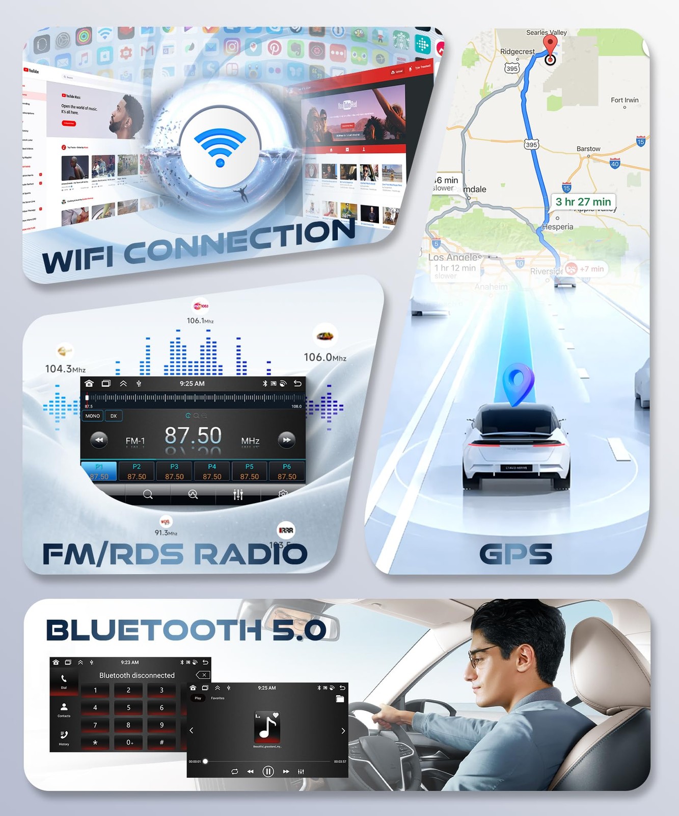 4GB+64GB Double DIN Car Stereo 8(4+4) CORE Android 13.0 Head Unit, Wireless