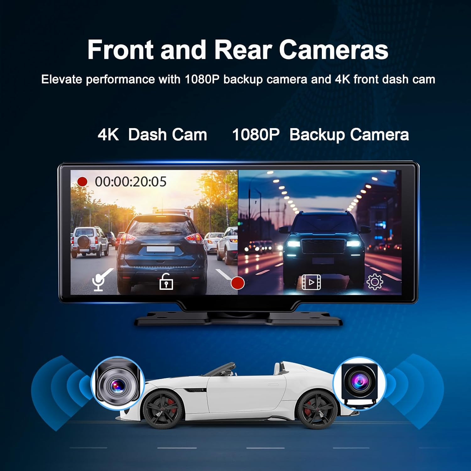 Portable 9.3-Inch Wireless Apple Carplay Screen for Car with Auto Brightness, 4K
