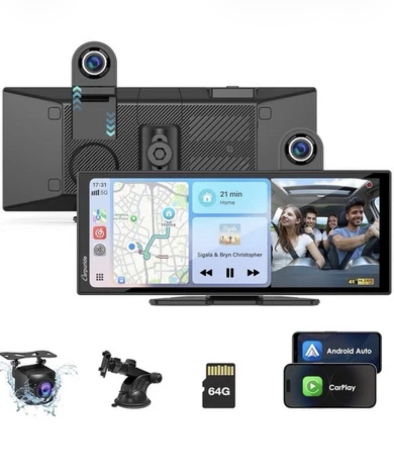 Carpuride Portable Wireless Carplay & Android Auto with Dash Cam 125A 11.26″ HD
