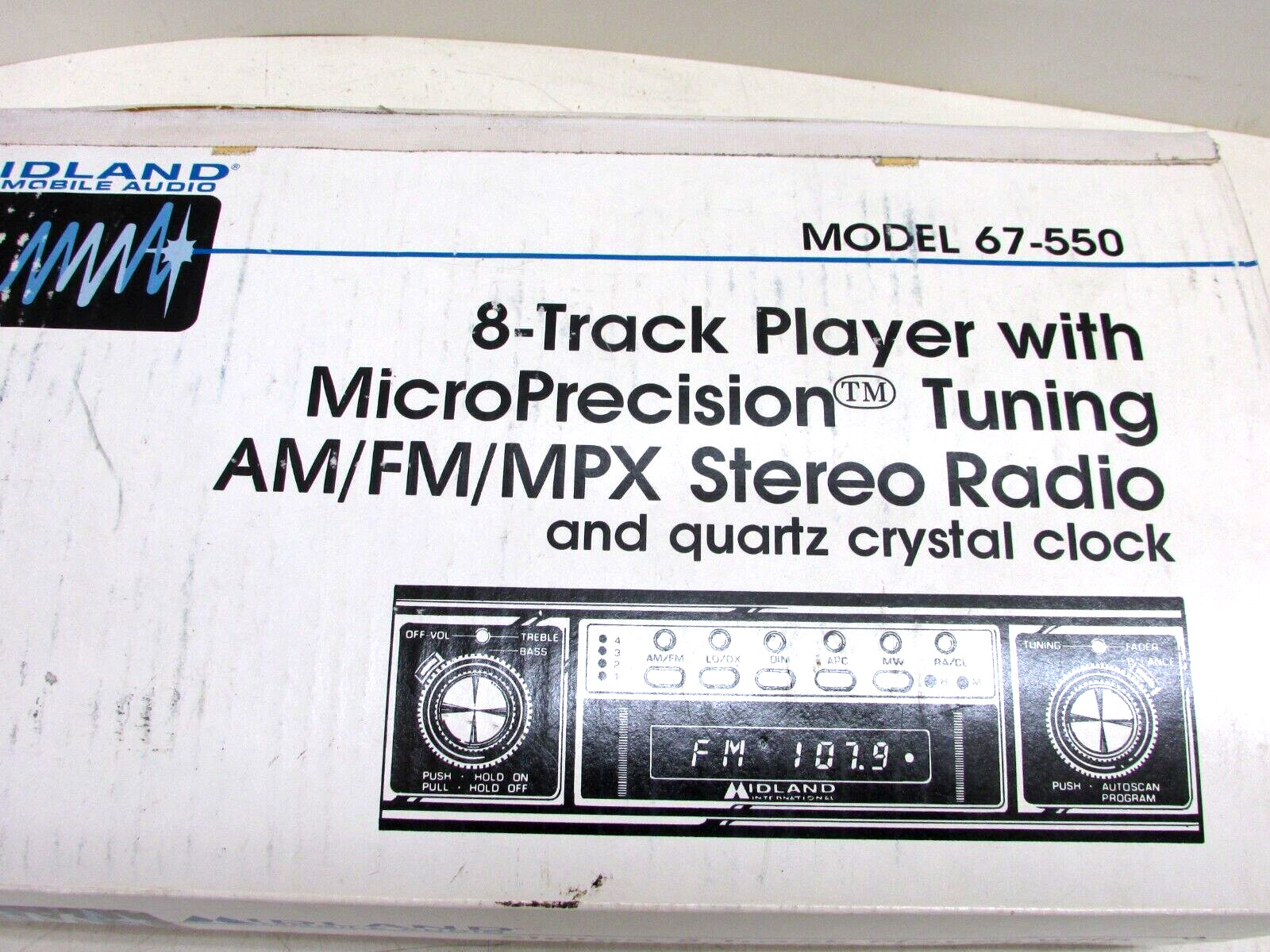 NOS! VINTAGE MIDLAND 8-TRACK CAR STEREO w/ MICRO-PRECISION AM/FM/MPX, 67-550