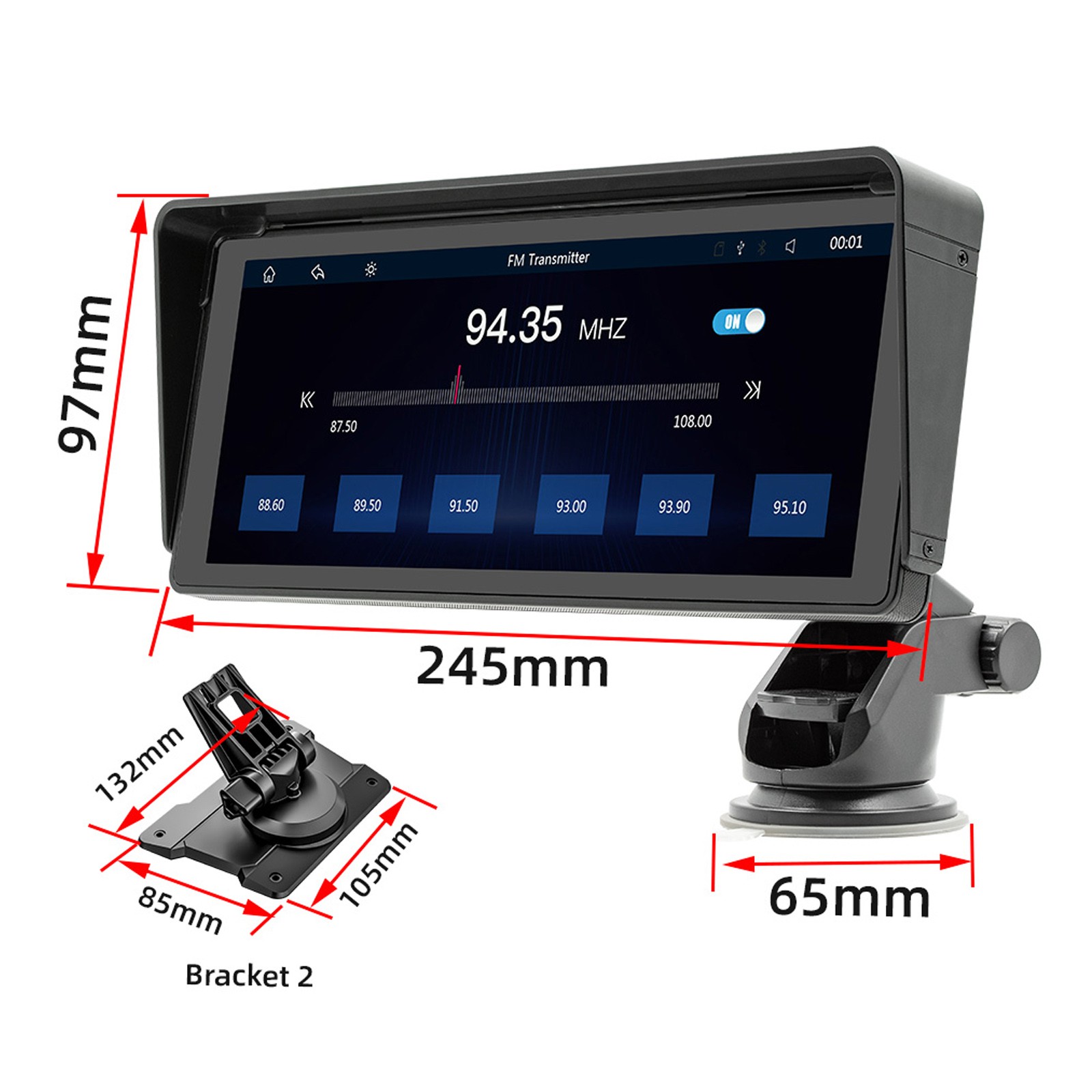10.26″ Car MP5 Player Bluetooth Car FM Transmitter Wireless Carplay 4 LED Camera