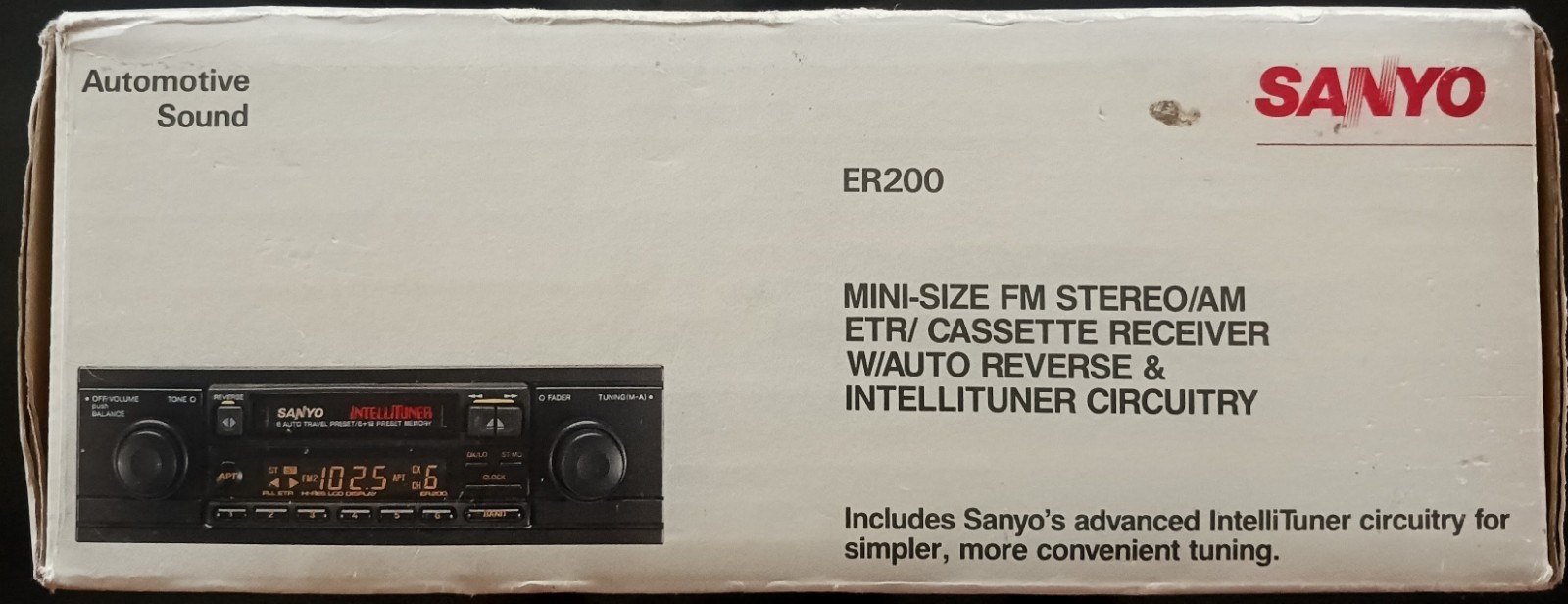 SANYO ER200 IntelliTuner 1 DIN AM/FM Cassette Receiver w/ Auto Reverse Clock