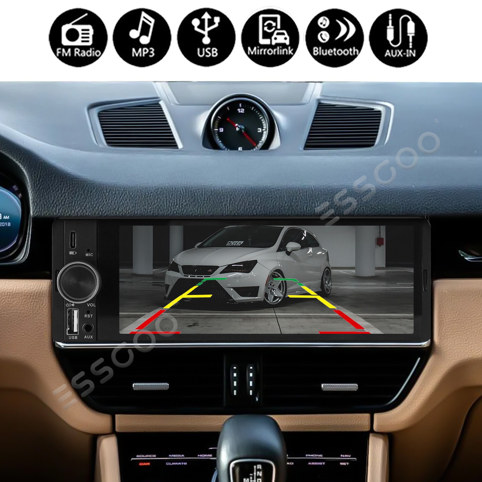 6.36″ Car Stereo Radio Head Unit SWC FM USB/Type-C Apple CarPlay & Android Auto